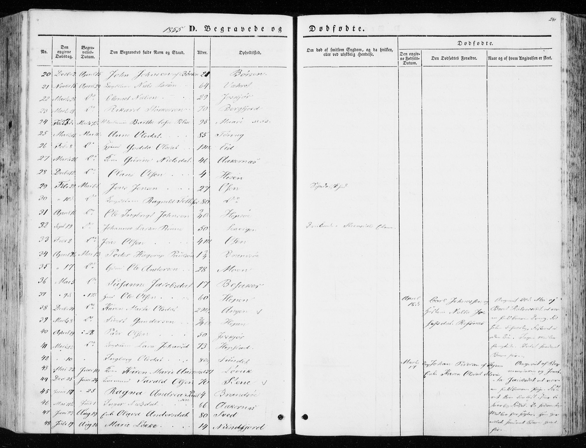 Ministerialprotokoller, klokkerbøker og fødselsregistre - Sør-Trøndelag, SAT/A-1456/657/L0704: Parish register (official) no. 657A05, 1846-1857, p. 241