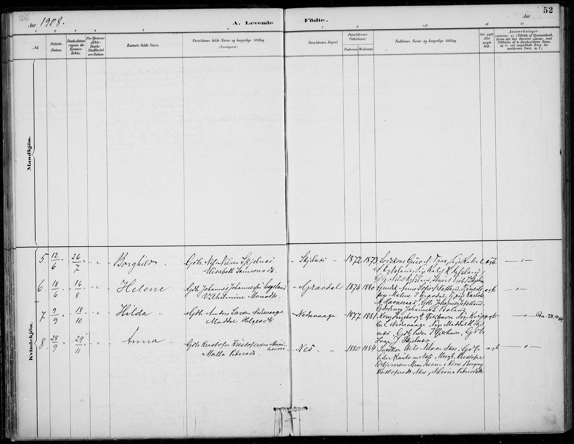 Strandebarm sokneprestembete, SAB/A-78401/H/Haa: Parish register (official) no. D  1, 1886-1912, p. 52