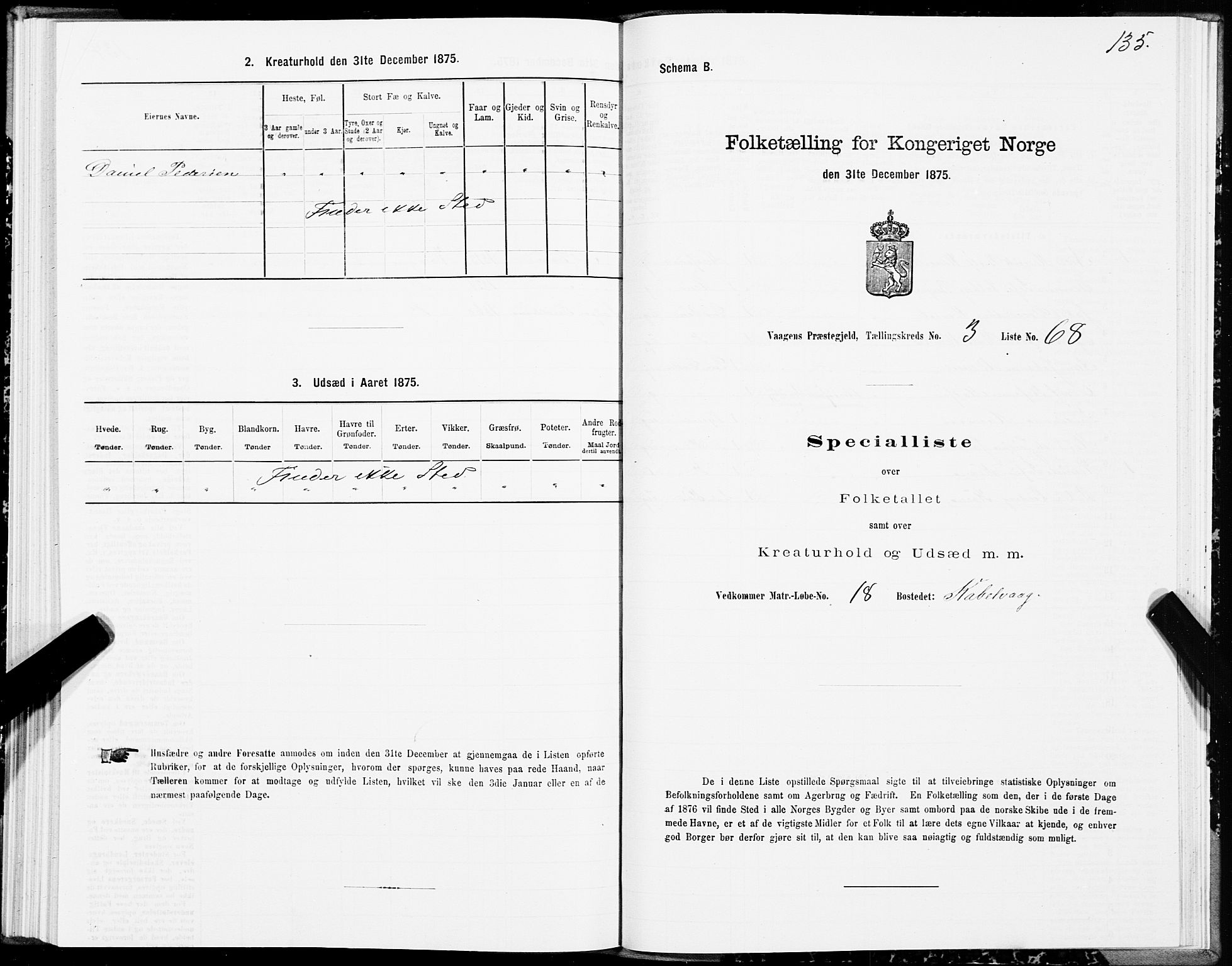 SAT, 1875 census for 1865P Vågan, 1875, p. 2135