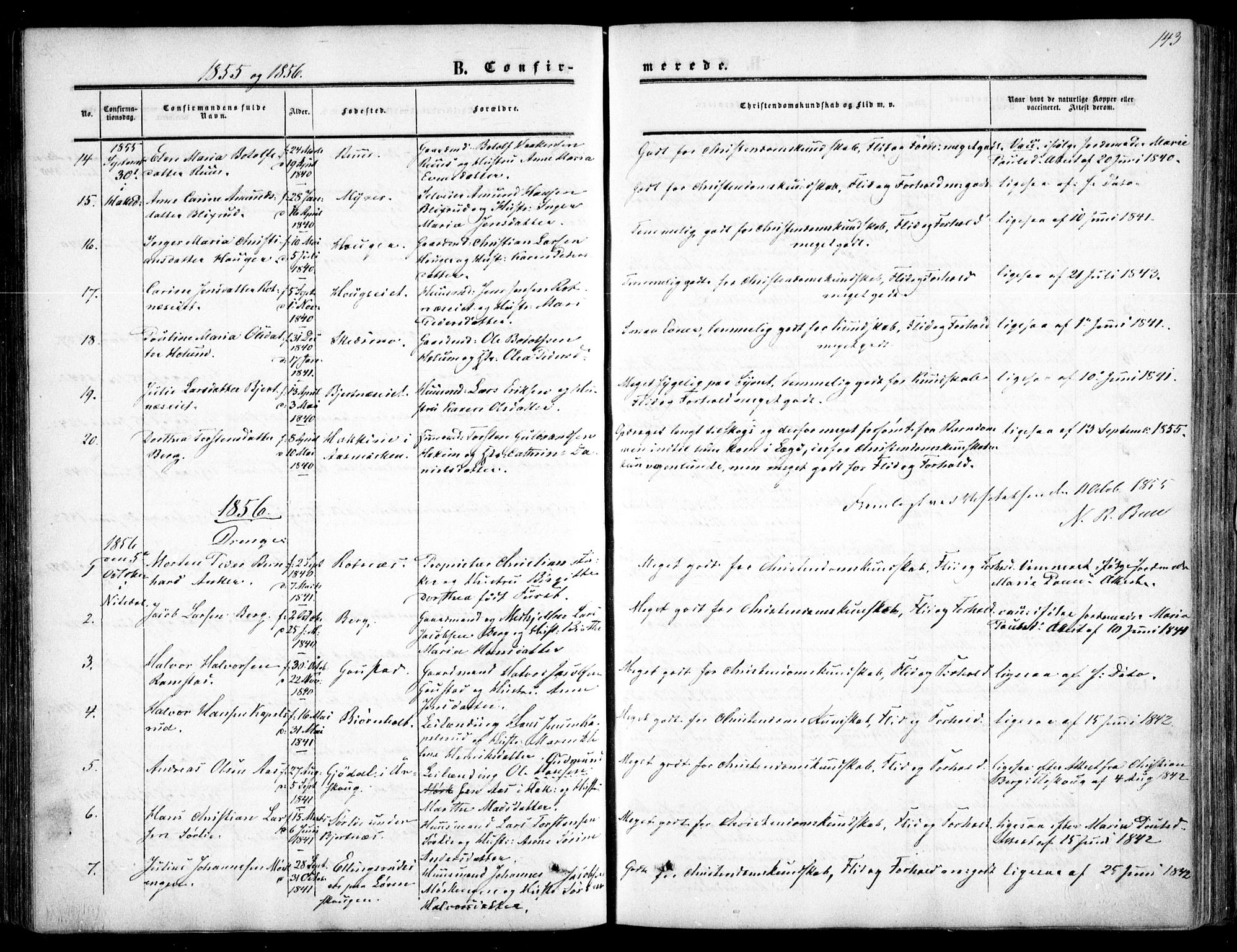 Nittedal prestekontor Kirkebøker, SAO/A-10365a/F/Fa/L0005: Parish register (official) no. I 5, 1850-1862, p. 143