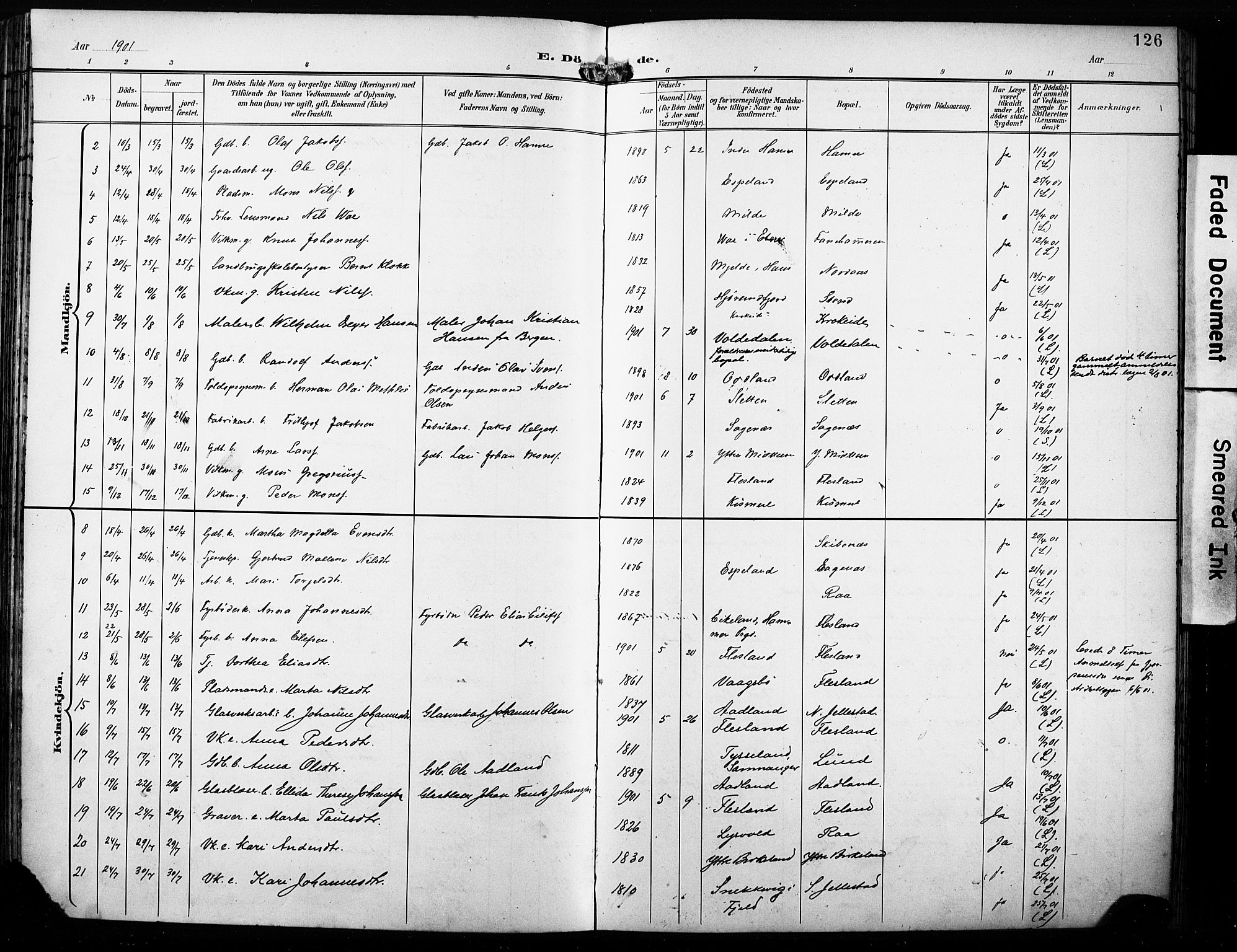 Fana Sokneprestembete, AV/SAB-A-75101/H/Haa/Haab/L0003: Parish register (official) no. B 3, 1898-1907, p. 126