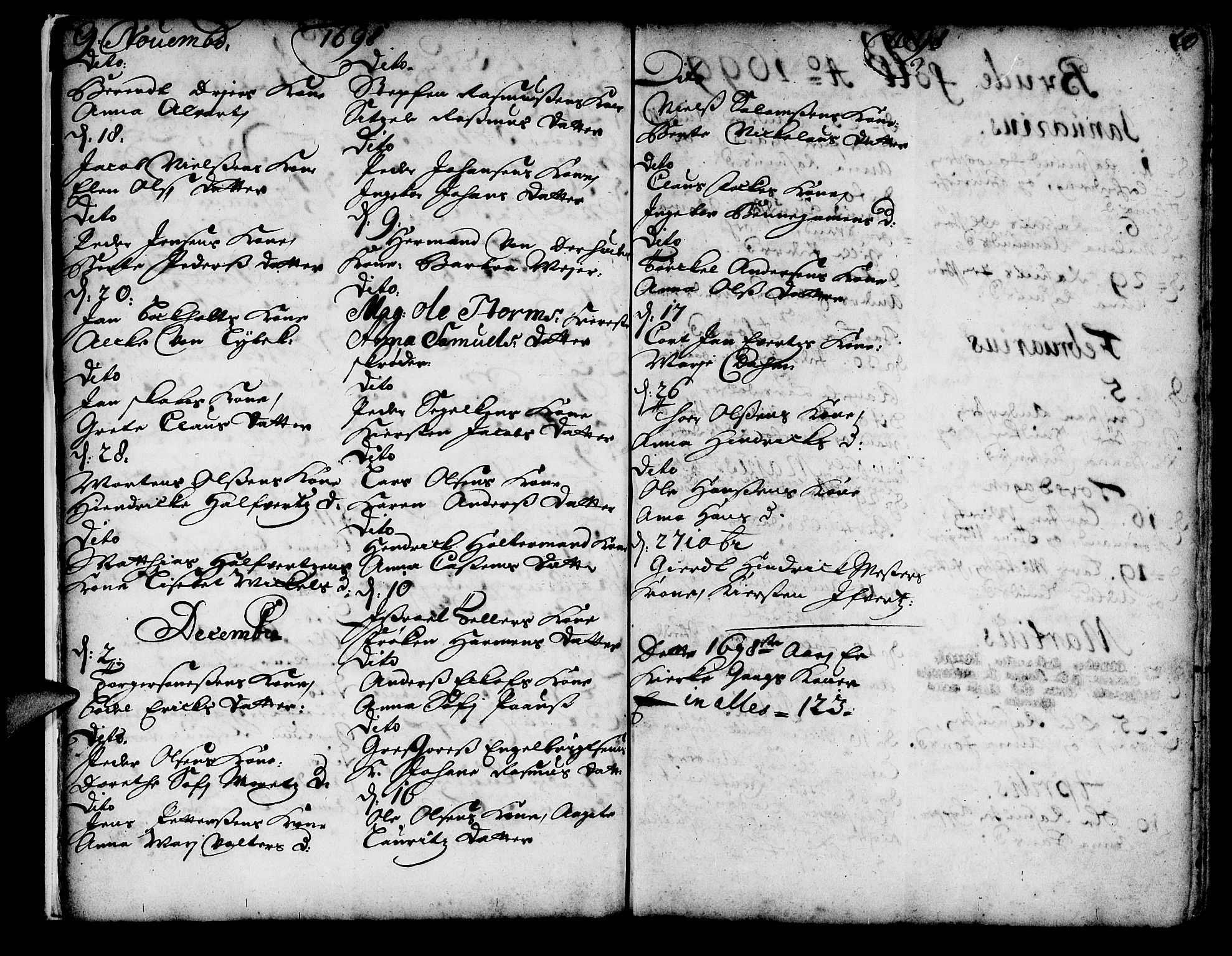 Korskirken sokneprestembete, AV/SAB-A-76101/H/Haa/L0008: Parish register (official) no. A 8, 1698-1747, p. 9-10