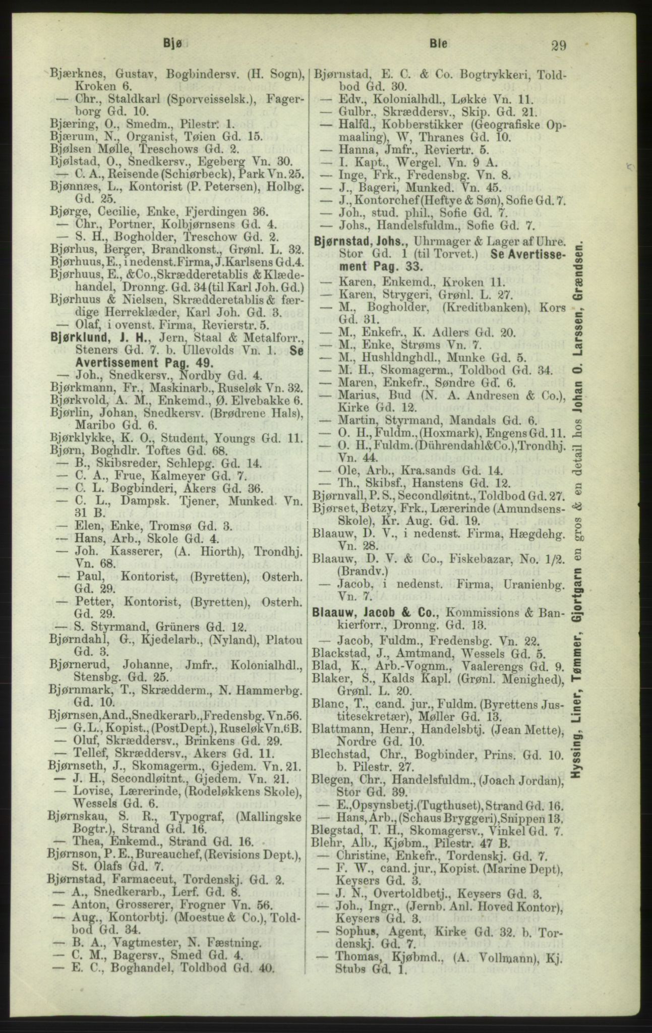 Kristiania/Oslo adressebok, PUBL/-, 1882, p. 29