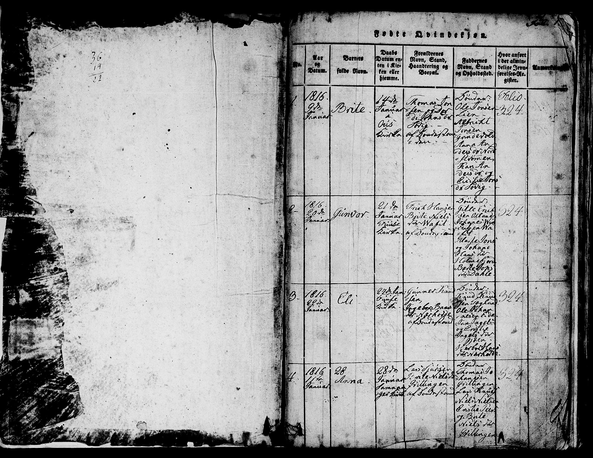 Os sokneprestembete, SAB/A-99929: Parish register (official) no. A 12, 1816-1825, p. 1