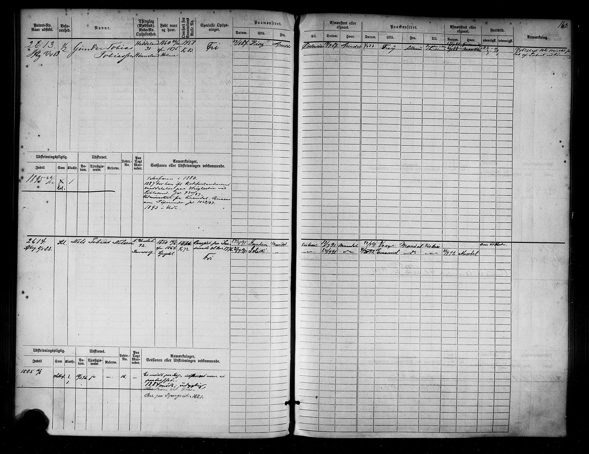 Mandal mønstringskrets, AV/SAK-2031-0016/F/Fb/L0004: Hovedrulle nr 2279-3032, L-9, 1879-1920, p. 176