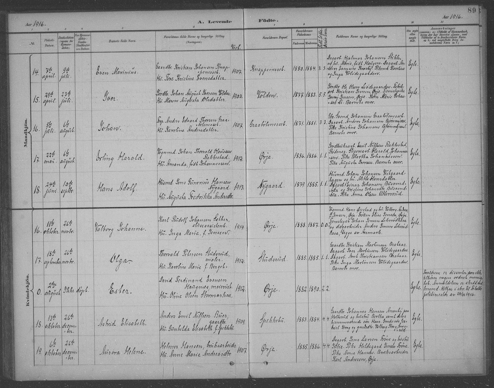 Aremark prestekontor Kirkebøker, AV/SAO-A-10899/F/Fb/L0005: Parish register (official) no. II 5, 1895-1919, p. 89