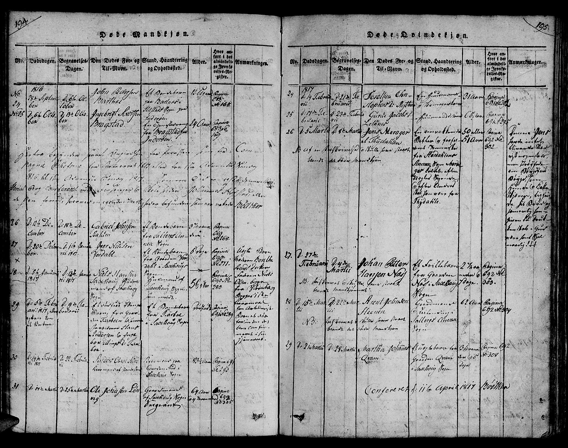 Ministerialprotokoller, klokkerbøker og fødselsregistre - Nord-Trøndelag, SAT/A-1458/730/L0275: Parish register (official) no. 730A04, 1816-1822, p. 194-195