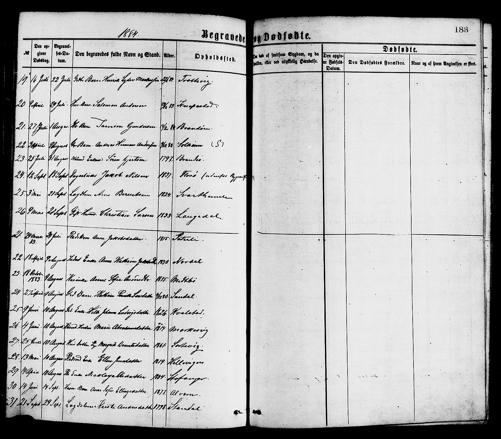 Kinn sokneprestembete, AV/SAB-A-80801/H/Haa/Haaa/L0013: Parish register (official) no. A 13, 1870-1885, p. 183