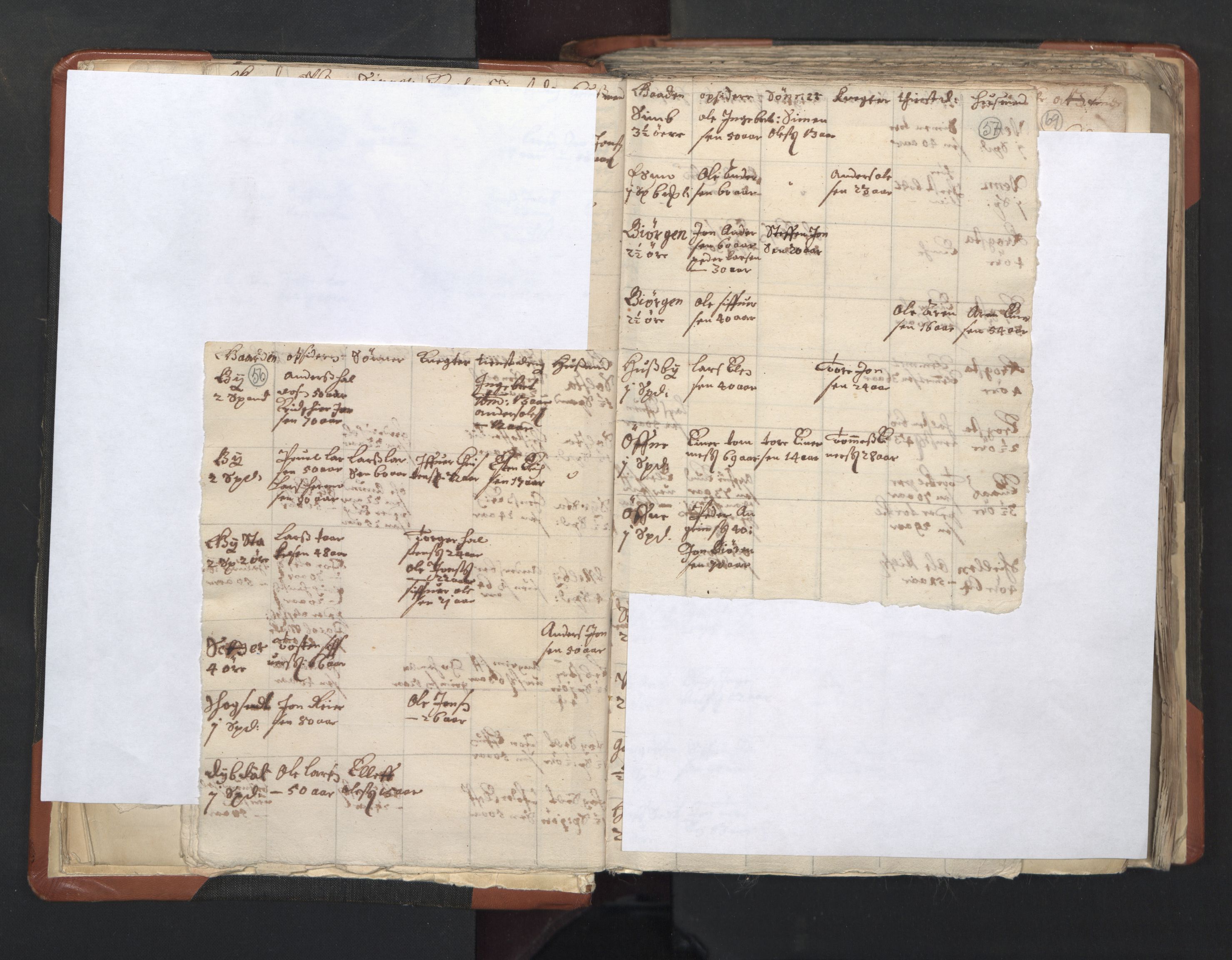 RA, Vicar's Census 1664-1666, no. 31: Dalane deanery, 1664-1666, p. 56-57