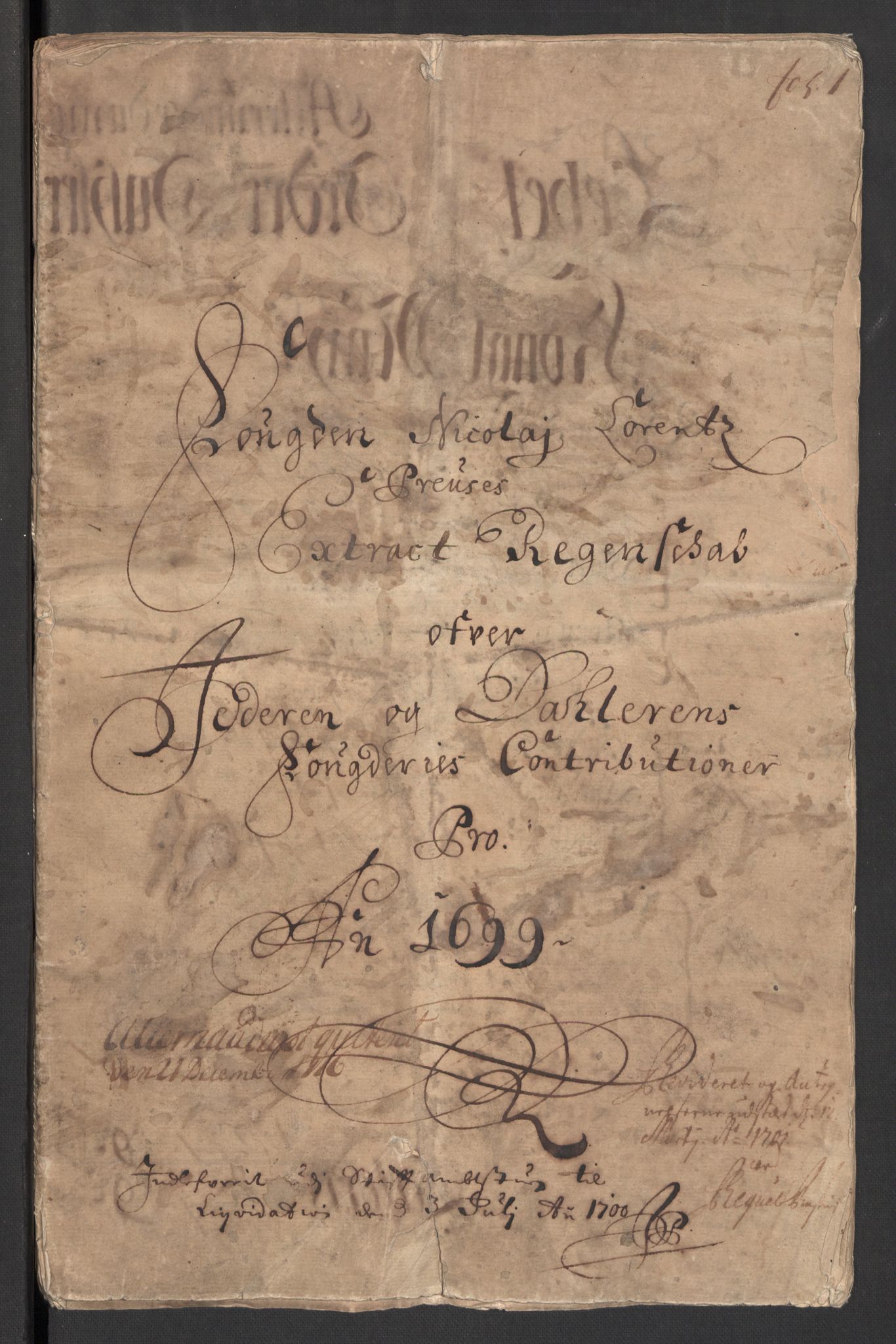 Rentekammeret inntil 1814, Reviderte regnskaper, Fogderegnskap, RA/EA-4092/R46/L2730: Fogderegnskap Jæren og Dalane, 1699, p. 4