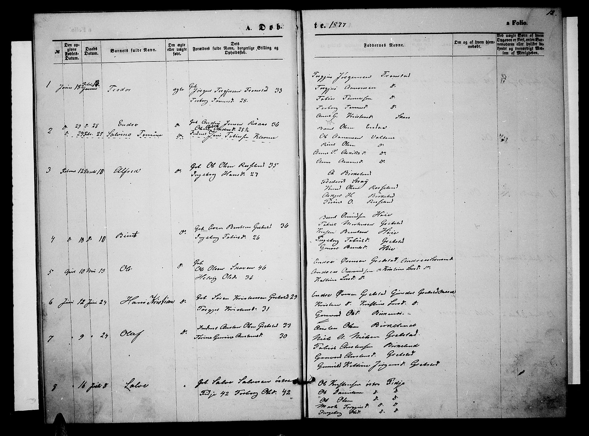 Søgne sokneprestkontor, SAK/1111-0037/F/Fb/Fba/L0003: Parish register (copy) no. B 3, 1874-1887, p. 12