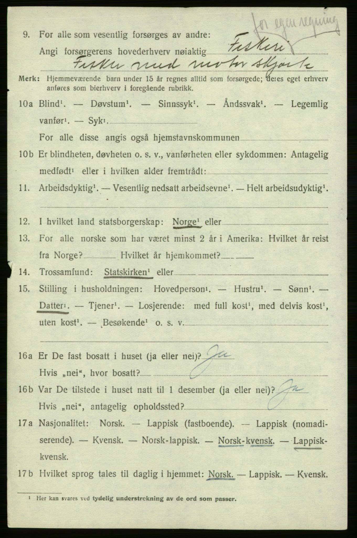 SATØ, 1920 census for , 1920, p. 1579