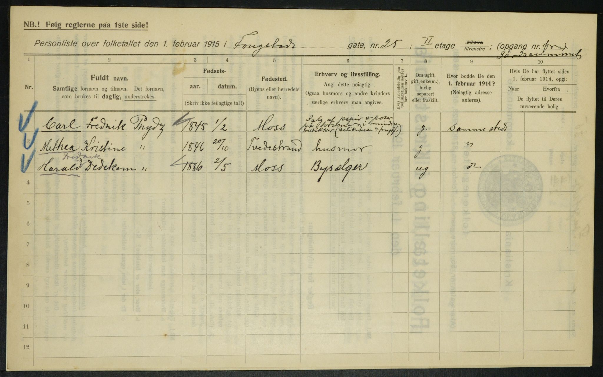 OBA, Municipal Census 1915 for Kristiania, 1915, p. 24914