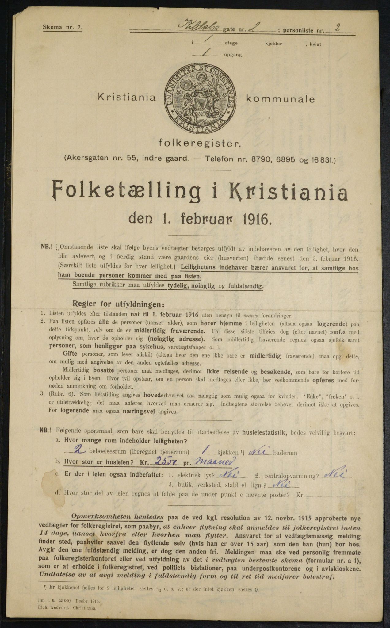 OBA, Municipal Census 1916 for Kristiania, 1916, p. 50613