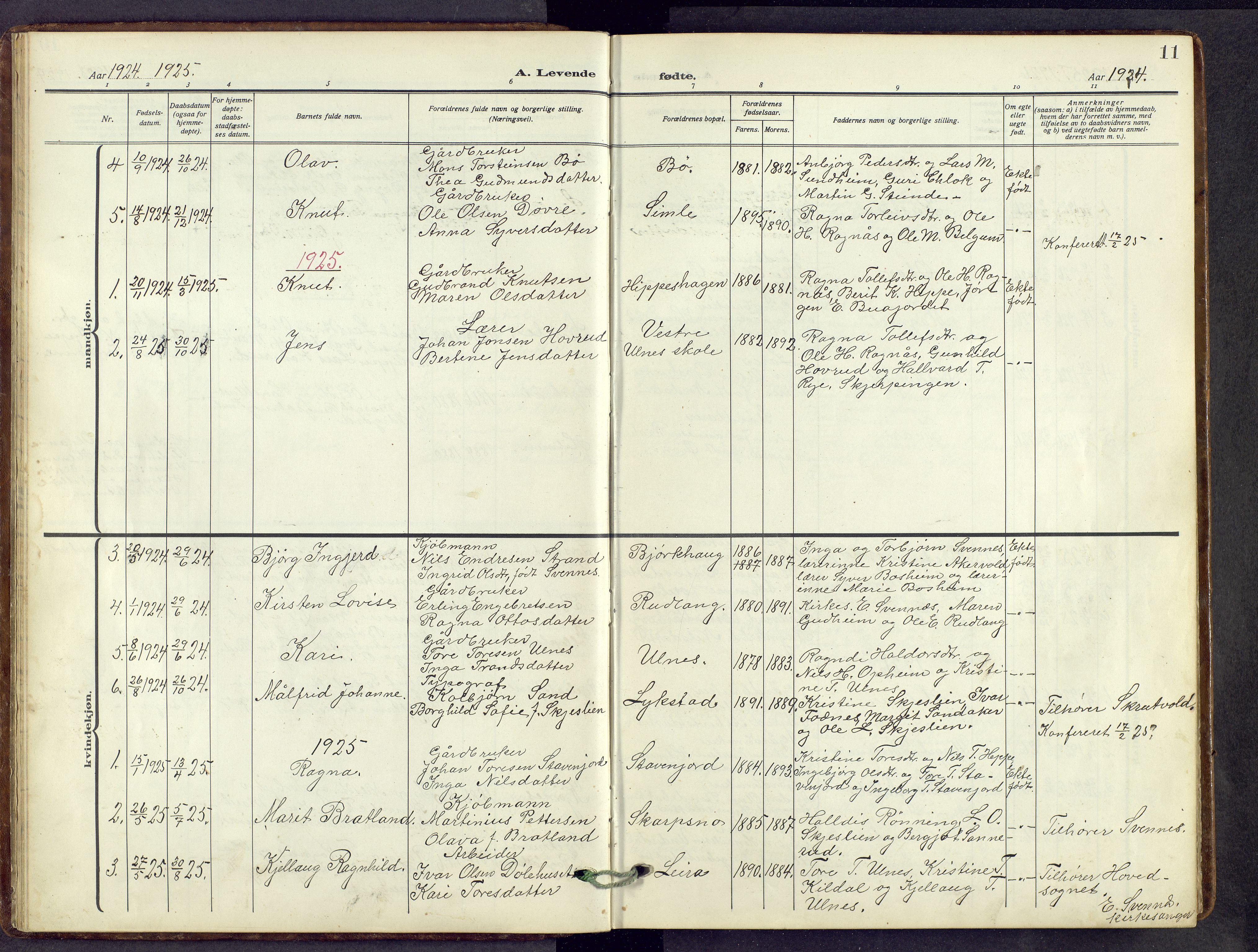 Nord-Aurdal prestekontor, SAH/PREST-132/H/Ha/Hab/L0014: Parish register (copy) no. 14, 1917-1953, p. 11