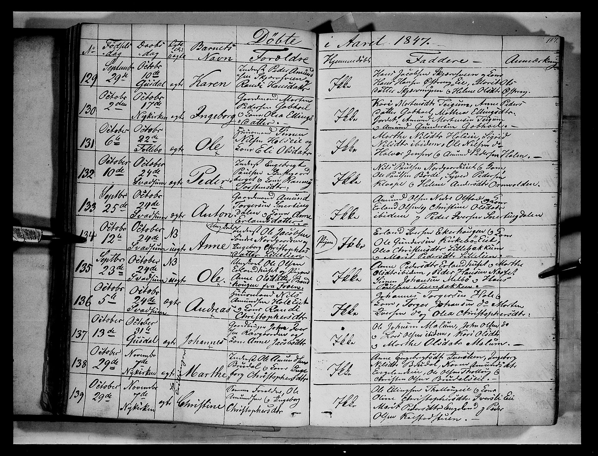 Gausdal prestekontor, SAH/PREST-090/H/Ha/Haa/L0007: Parish register (official) no. 7, 1840-1850, p. 107