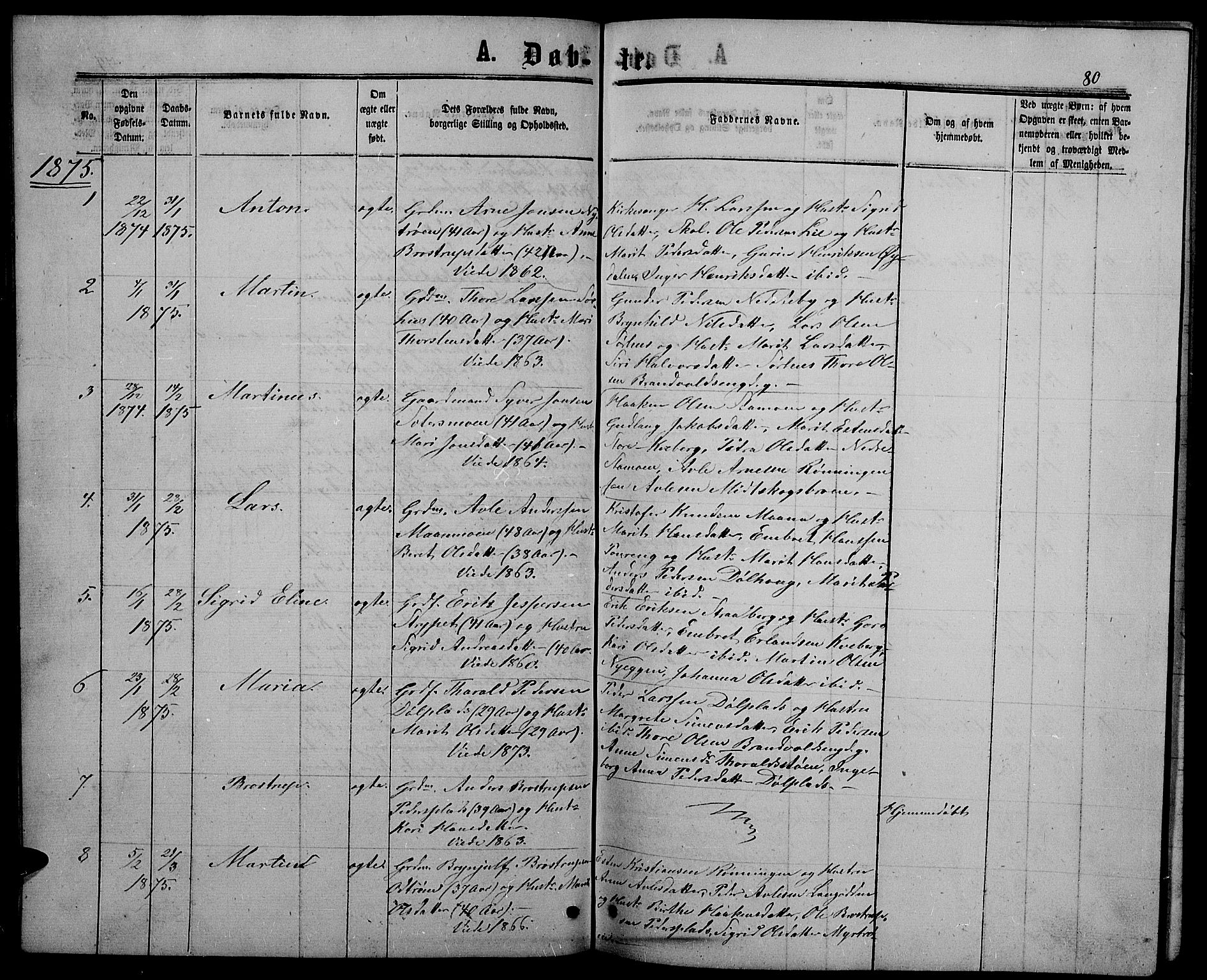 Alvdal prestekontor, SAH/PREST-060/H/Ha/Hab/L0002: Parish register (copy) no. 2, 1863-1878, p. 80