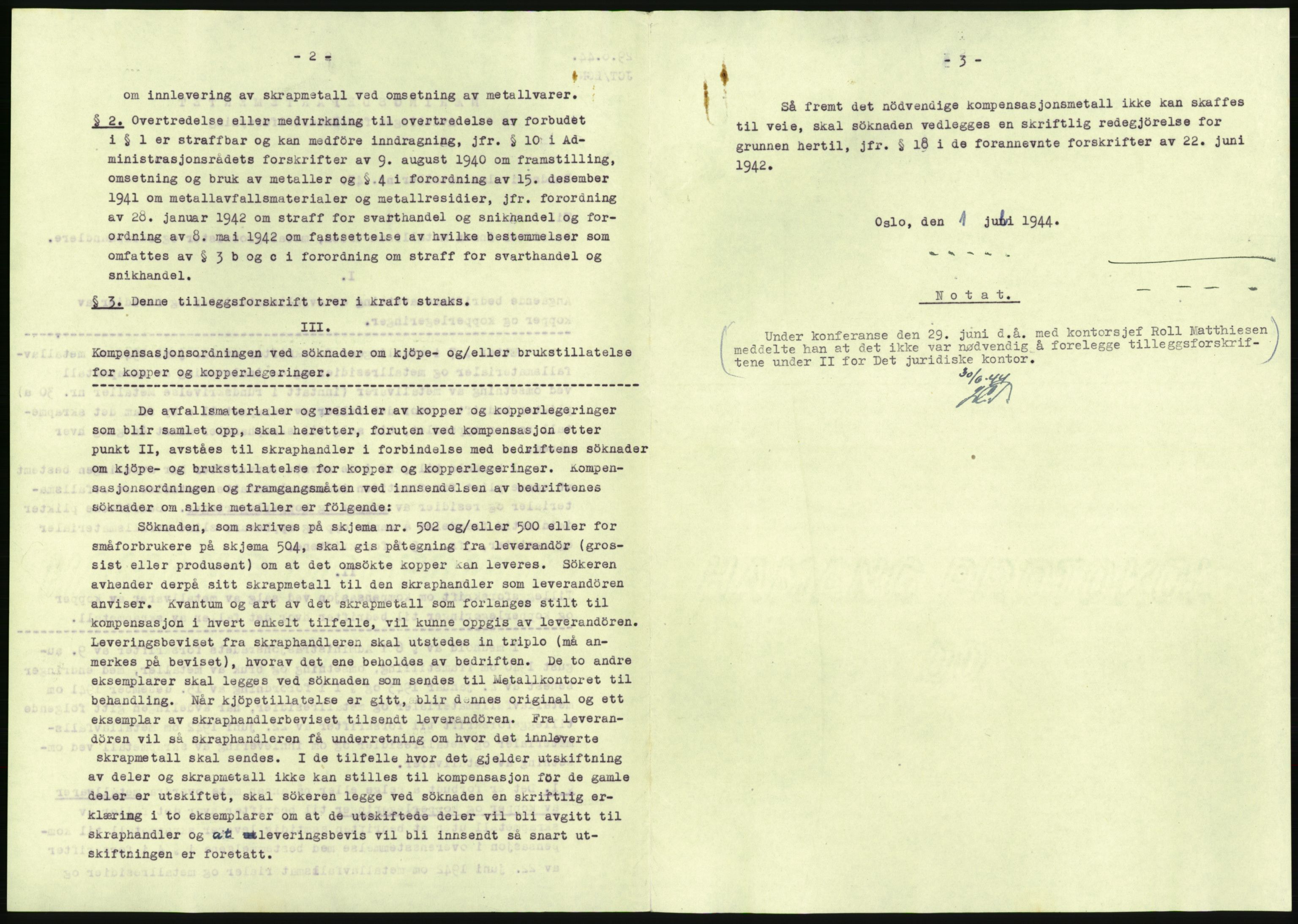 Direktoratet for industriforsyning, Sekretariatet, AV/RA-S-4153/D/Df/L0054: 9. Metallkontoret, 1940-1945, p. 1774