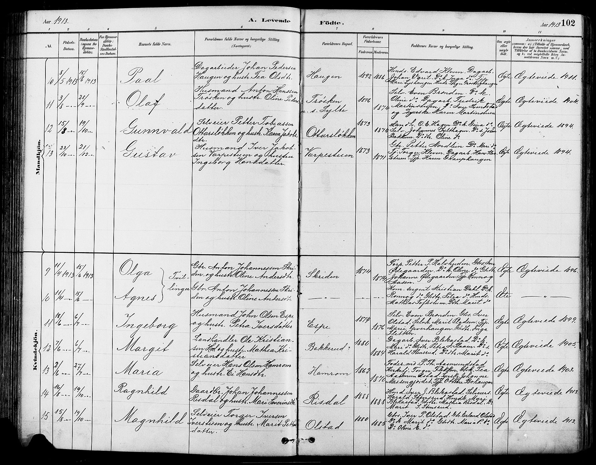 Nord-Fron prestekontor, SAH/PREST-080/H/Ha/Hab/L0005: Parish register (copy) no. 5, 1884-1914, p. 102