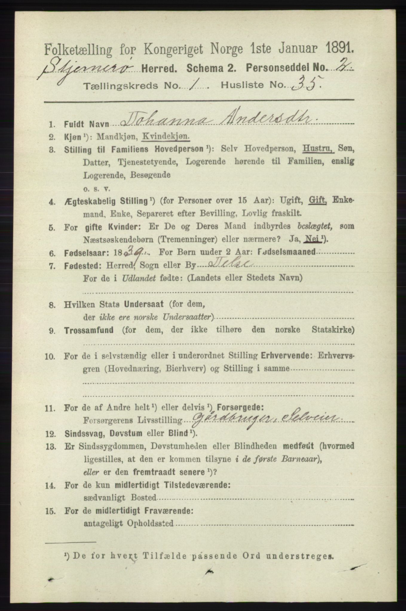 RA, 1891 census for 1140 Sjernarøy, 1891, p. 214