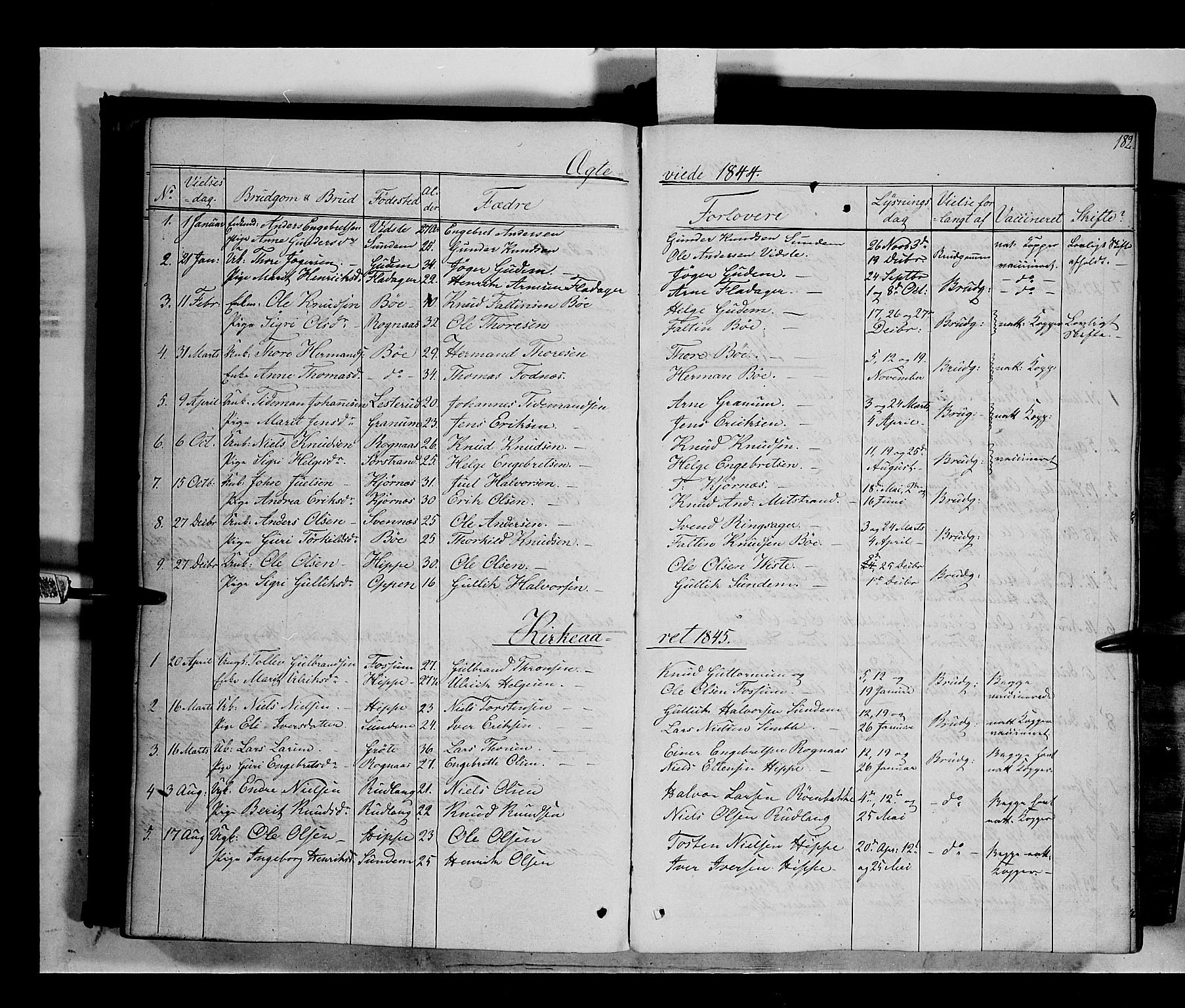Nord-Aurdal prestekontor, SAH/PREST-132/H/Ha/Haa/L0006: Parish register (official) no. 6, 1842-1863, p. 182