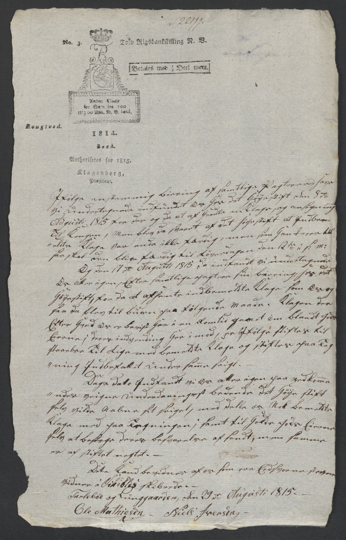Christie, Wilhelm Frimann Koren, AV/RA-PA-0014/F/L0005: Christies dokumenter fra Stortinget, 1815-1816, p. 648