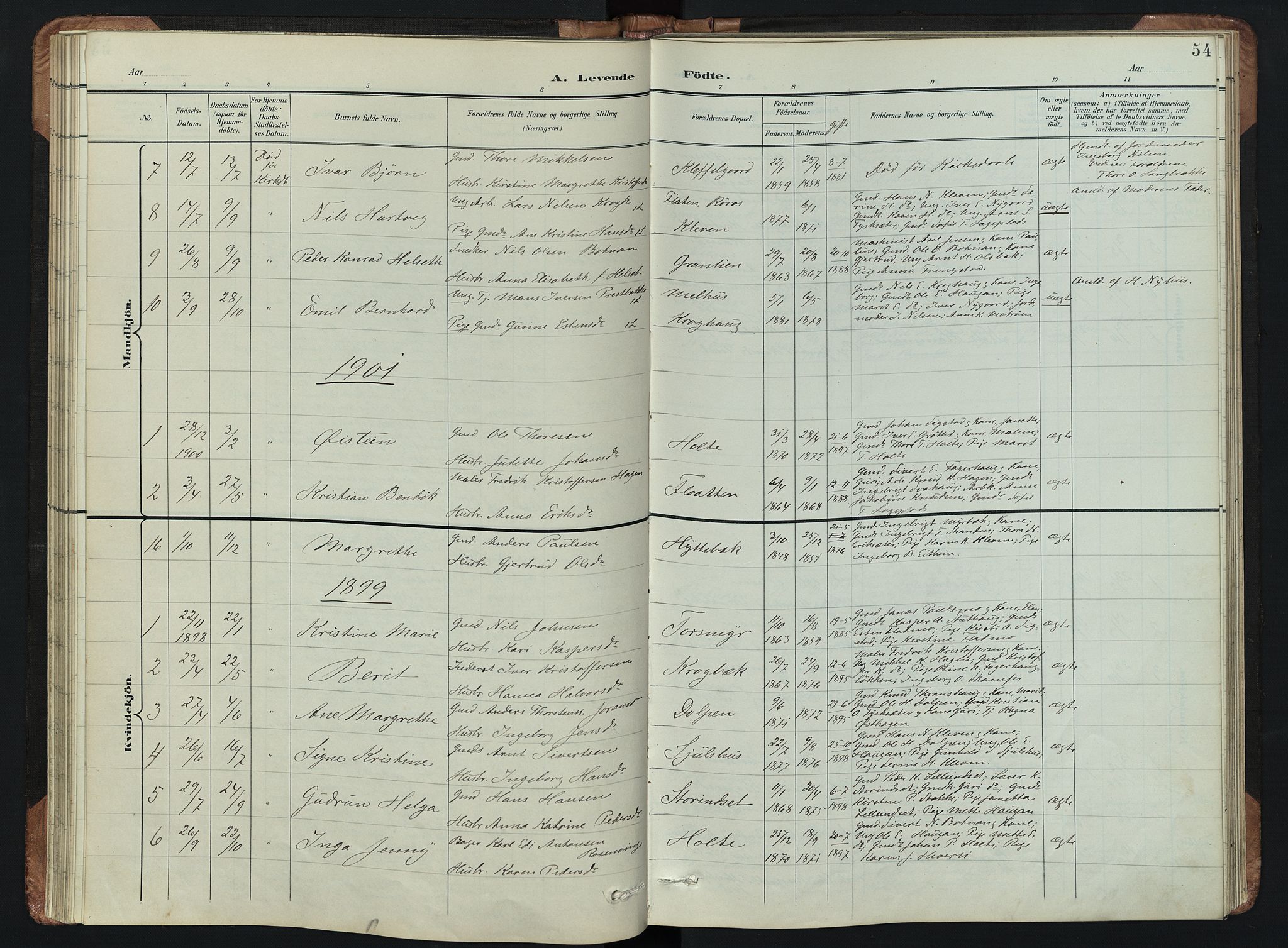 Kvikne prestekontor, SAH/PREST-064/H/Ha/Hab/L0002: Parish register (copy) no. 2, 1859-1901, p. 54