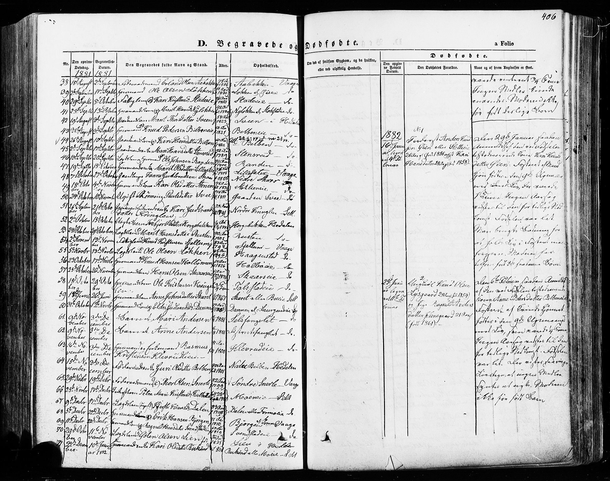 Vågå prestekontor, SAH/PREST-076/H/Ha/Haa/L0007: Parish register (official) no. 7 /1, 1872-1886, p. 406