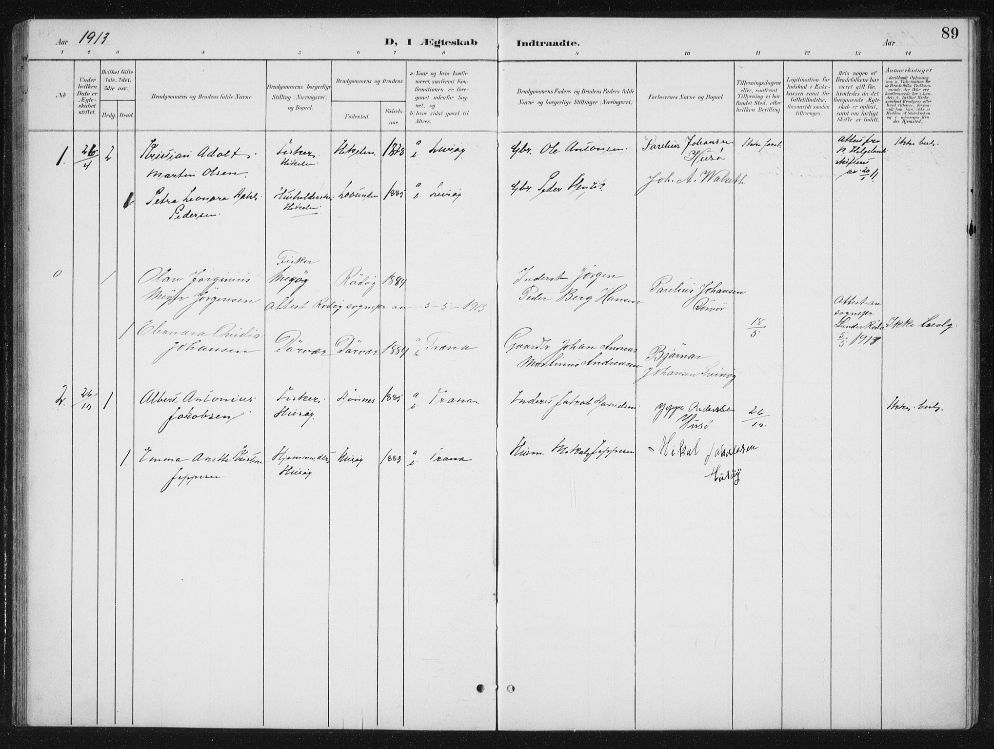 Ministerialprotokoller, klokkerbøker og fødselsregistre - Nordland, SAT/A-1459/840/L0583: Parish register (copy) no. 840C03, 1901-1933, p. 89