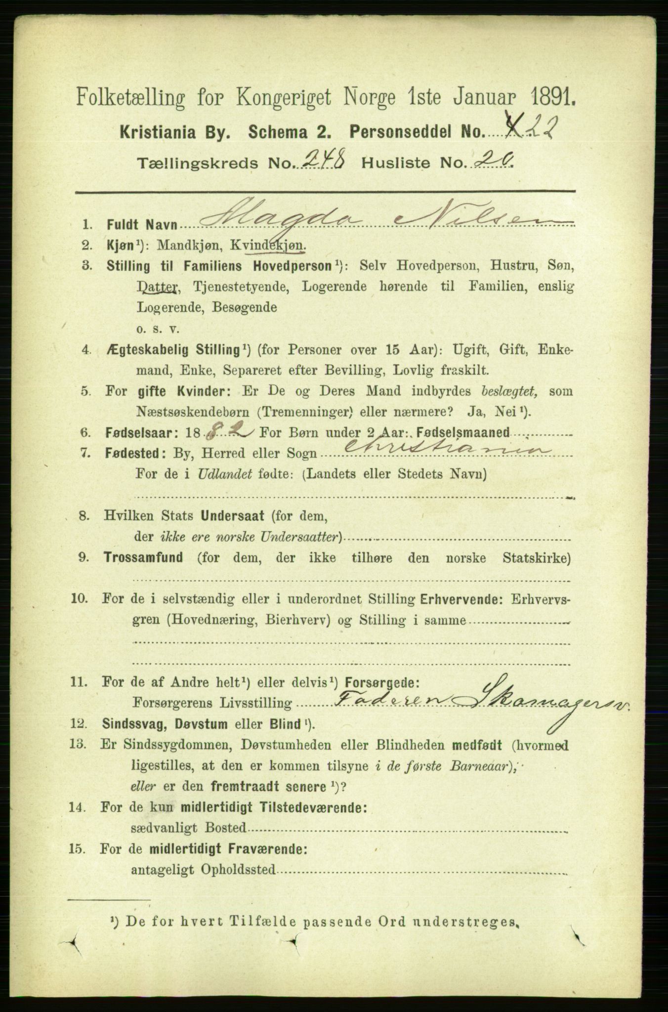 RA, 1891 census for 0301 Kristiania, 1891, p. 152054