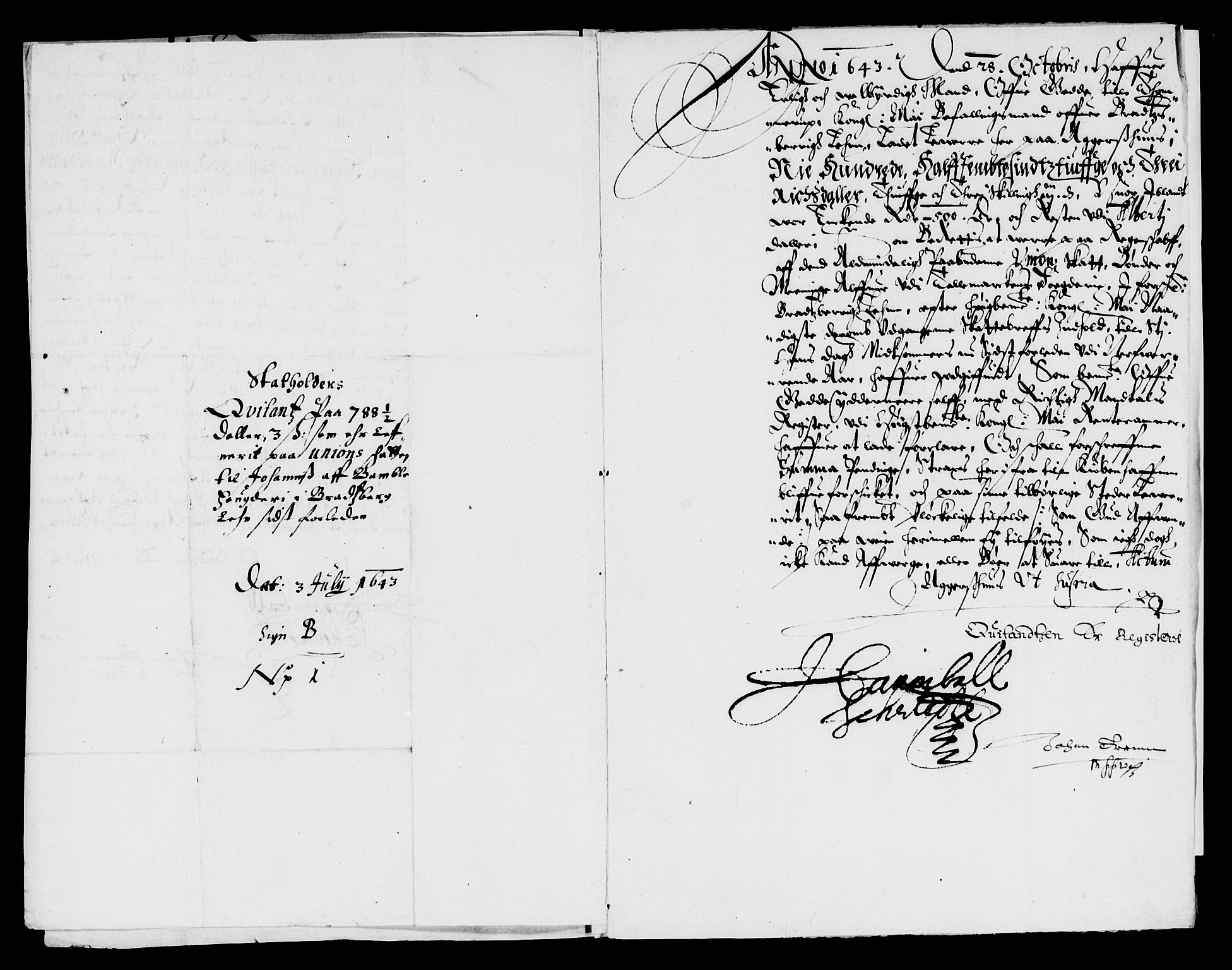 Rentekammeret inntil 1814, Reviderte regnskaper, Lensregnskaper, AV/RA-EA-5023/R/Rb/Rbp/L0029: Bratsberg len, 1643-1644