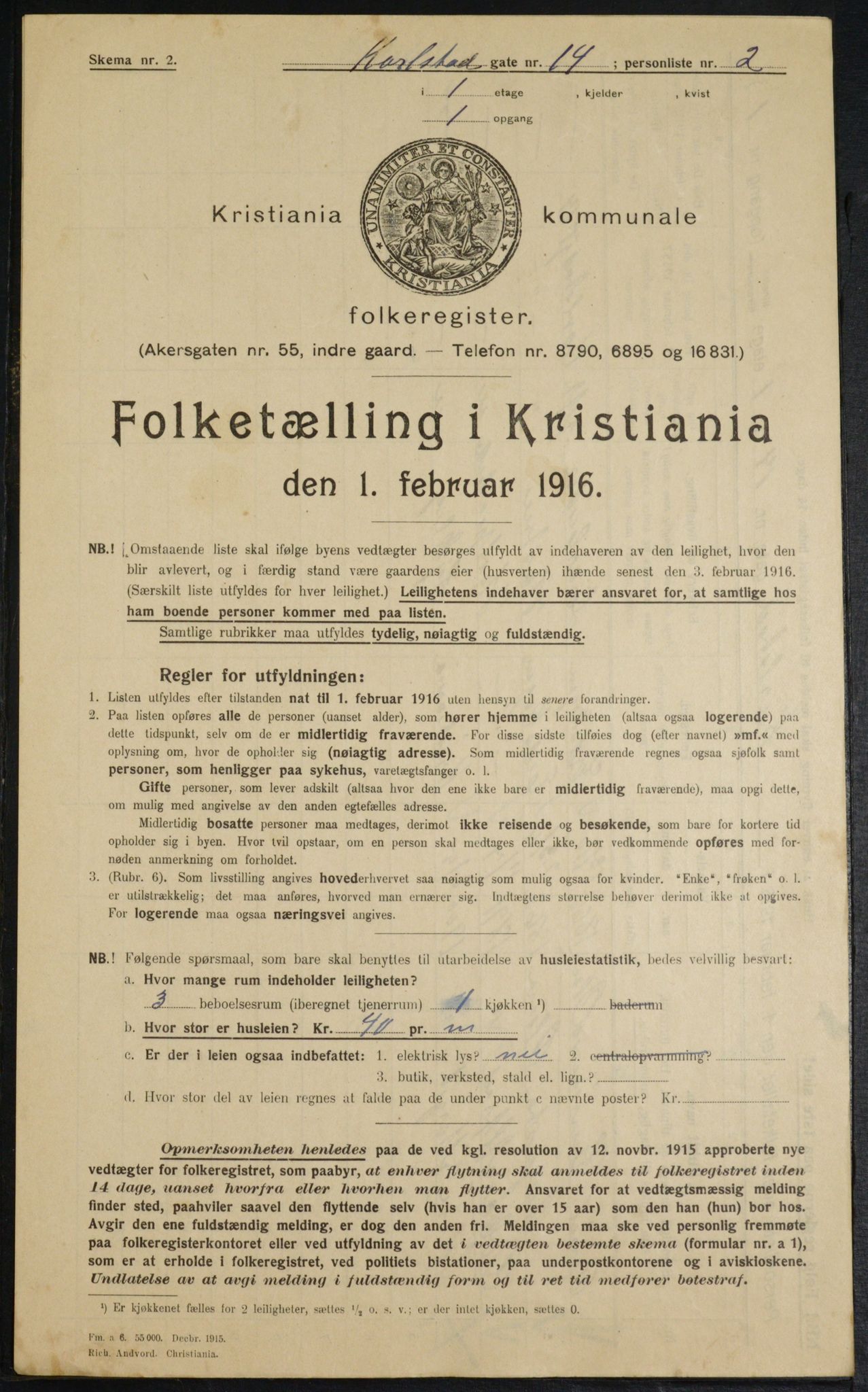 OBA, Municipal Census 1916 for Kristiania, 1916, p. 50222