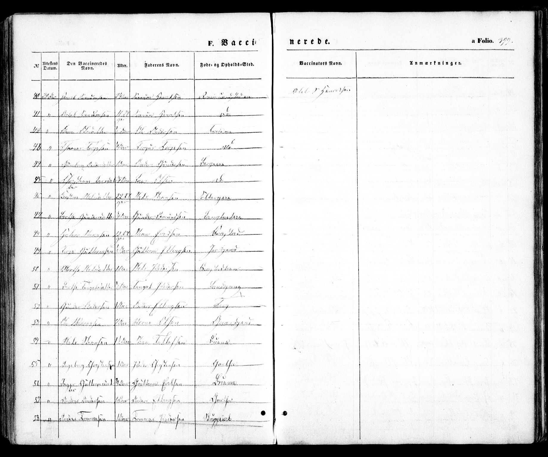 Holt sokneprestkontor, AV/SAK-1111-0021/F/Fa/L0008: Parish register (official) no. A 8, 1849-1860, p. 399