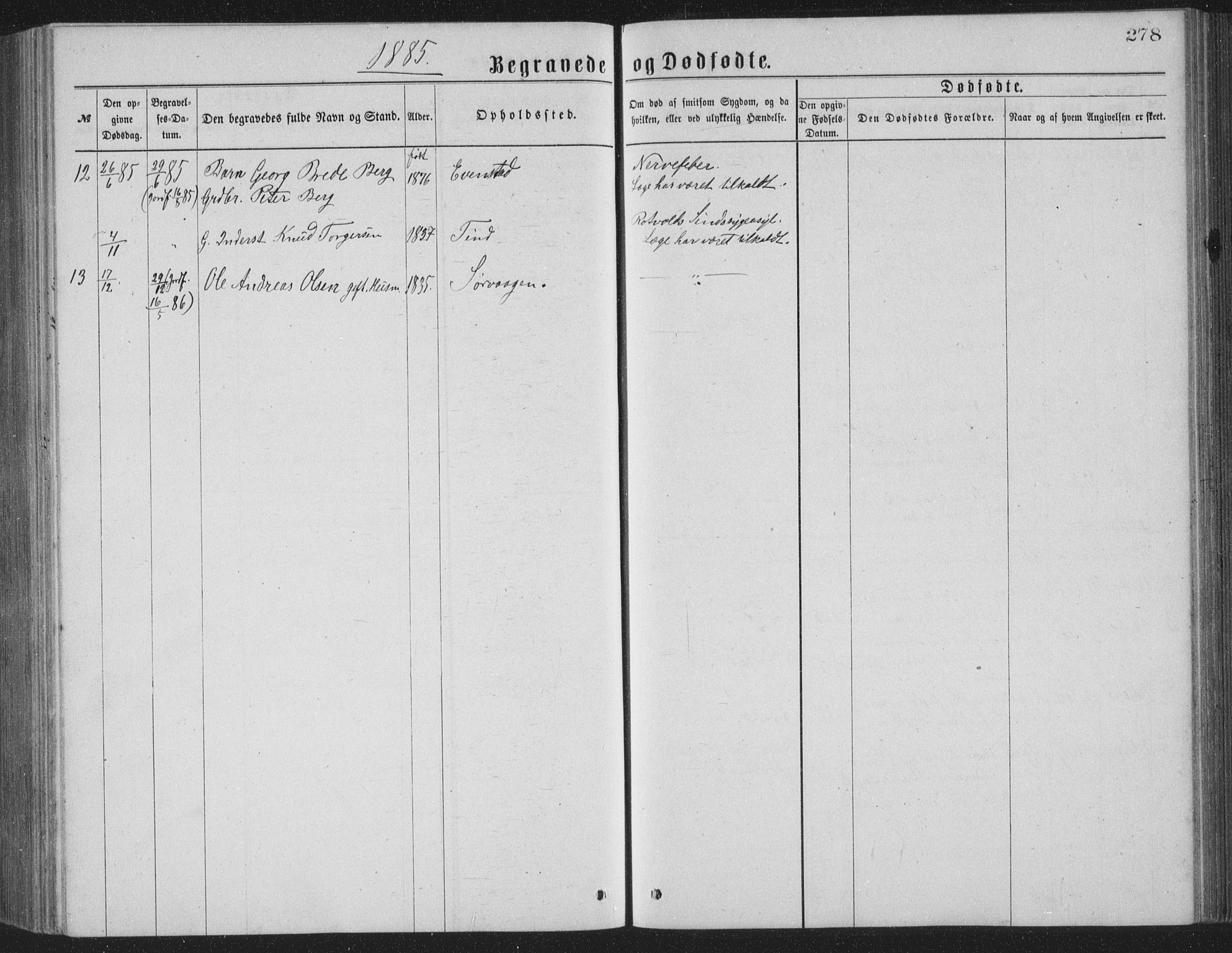 Ministerialprotokoller, klokkerbøker og fødselsregistre - Nordland, SAT/A-1459/886/L1225: Parish register (copy) no. 886C02, 1874-1896, p. 278