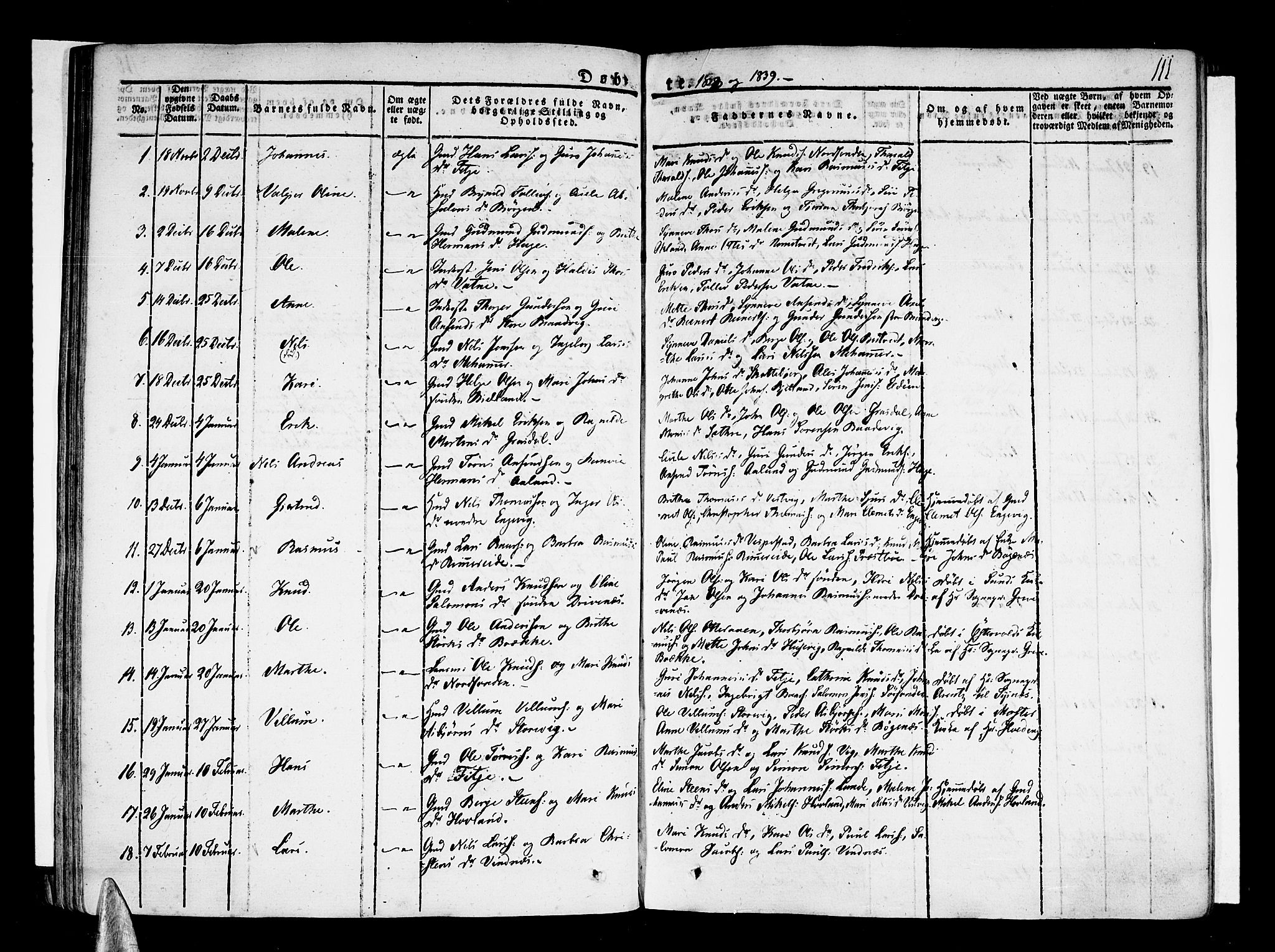 Stord sokneprestembete, SAB/A-78201/H/Haa: Parish register (official) no. A 6, 1826-1840, p. 111