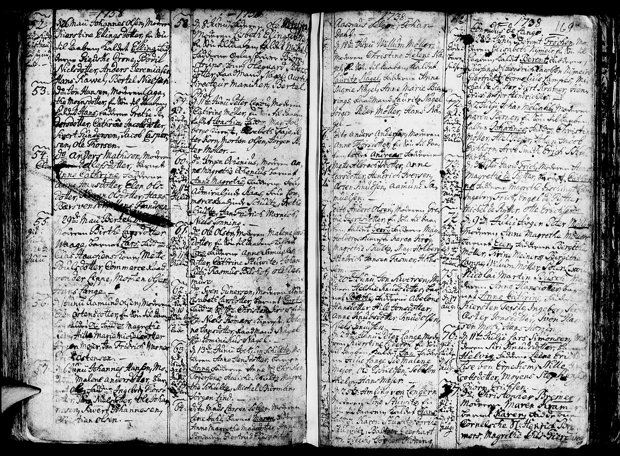 Nykirken Sokneprestembete, AV/SAB-A-77101/H/Haa/L0003: Parish register (official) no. A 3, 1717-1764, p. 169