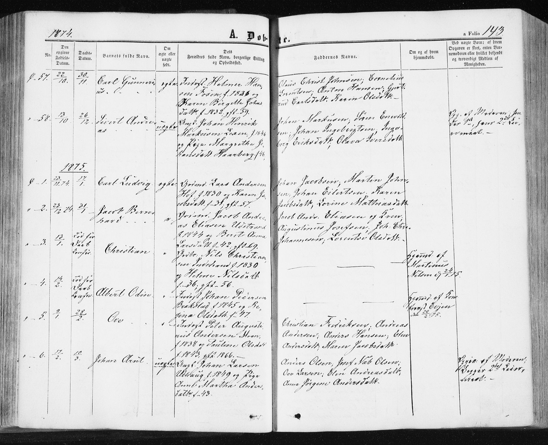 Ministerialprotokoller, klokkerbøker og fødselsregistre - Sør-Trøndelag, SAT/A-1456/659/L0737: Parish register (official) no. 659A07, 1857-1875, p. 143