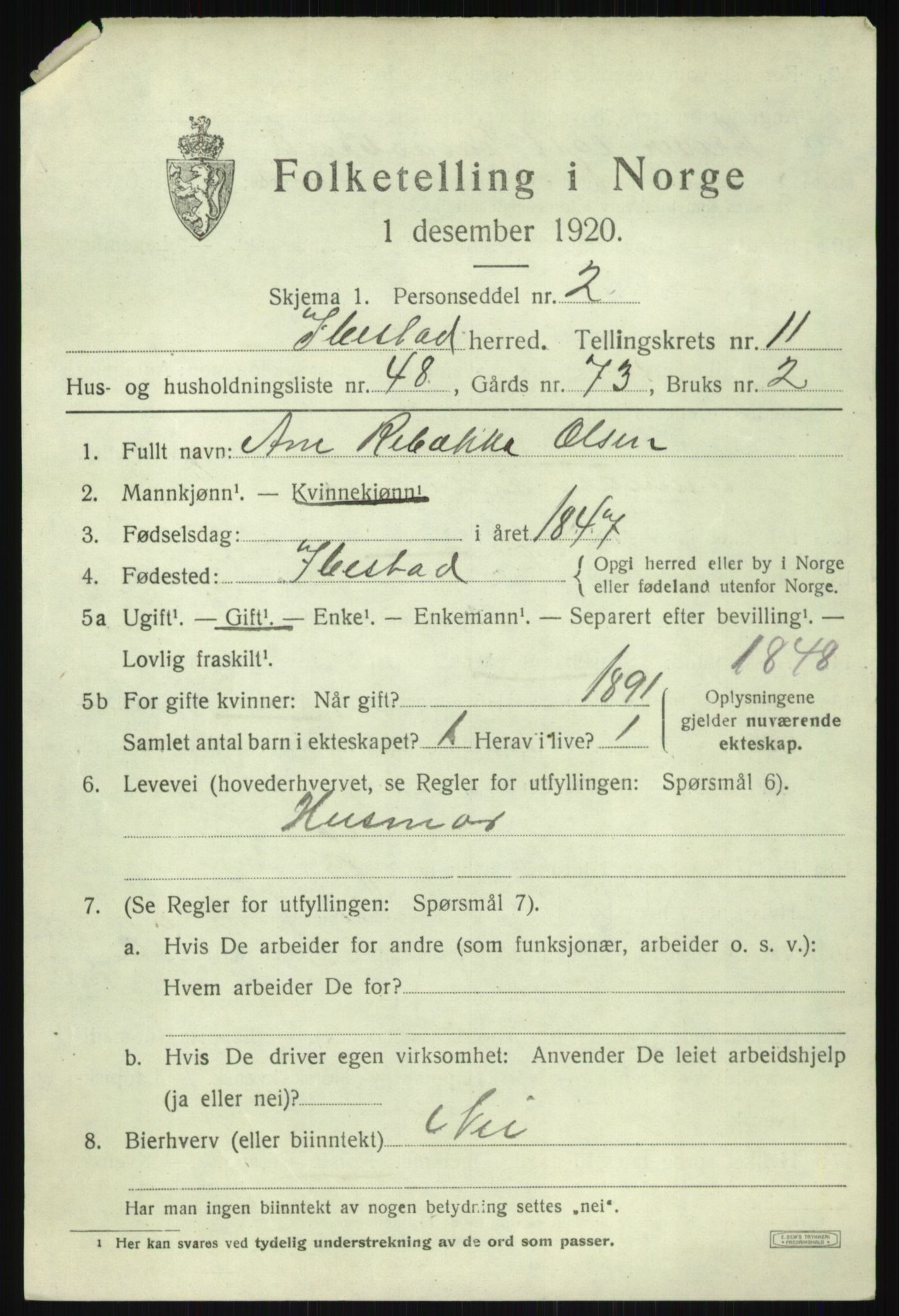 SATØ, 1920 census for Ibestad, 1920, p. 6379