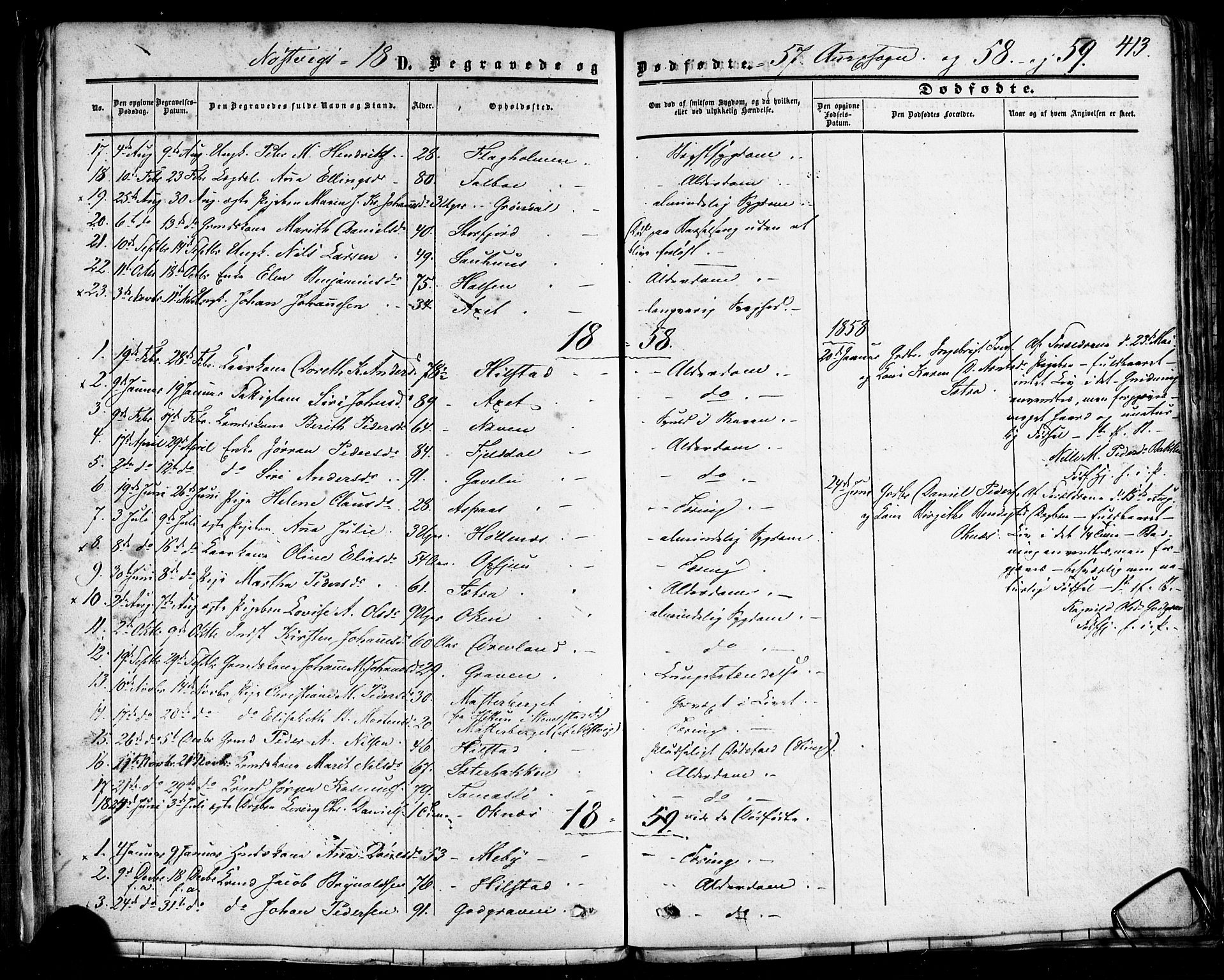 Ministerialprotokoller, klokkerbøker og fødselsregistre - Nordland, AV/SAT-A-1459/814/L0224: Parish register (official) no. 814A05, 1834-1874, p. 413