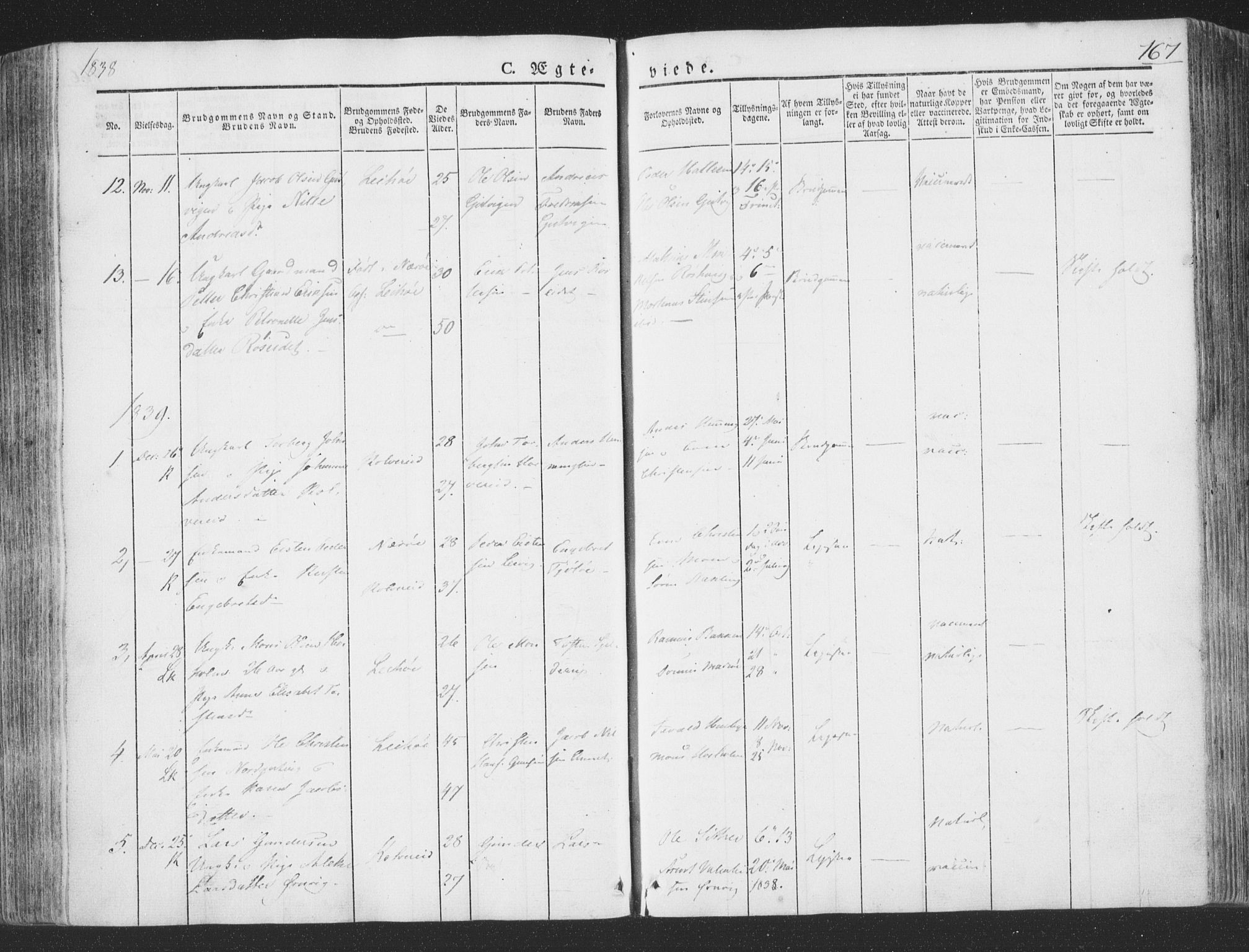 Ministerialprotokoller, klokkerbøker og fødselsregistre - Nord-Trøndelag, SAT/A-1458/780/L0639: Parish register (official) no. 780A04, 1830-1844, p. 167