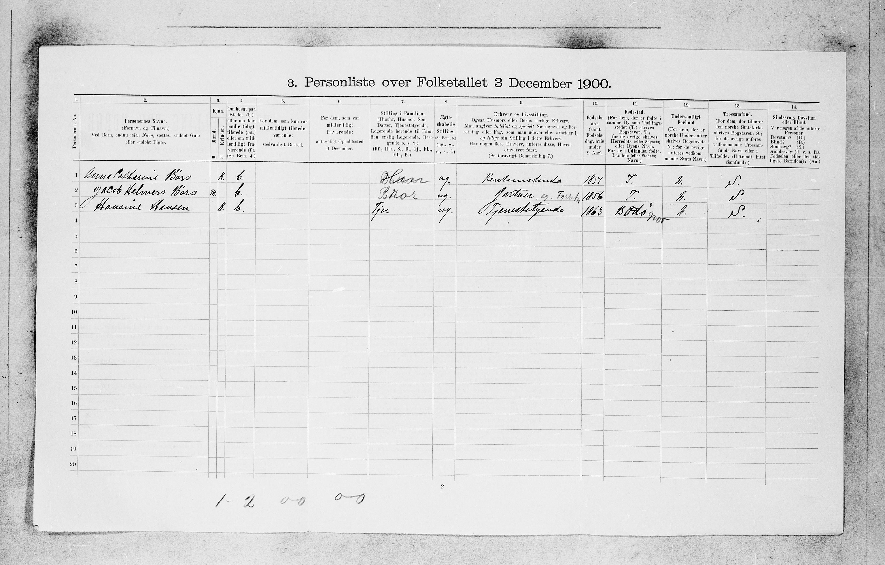 SAB, 1900 census for Bergen, 1900, p. 27719