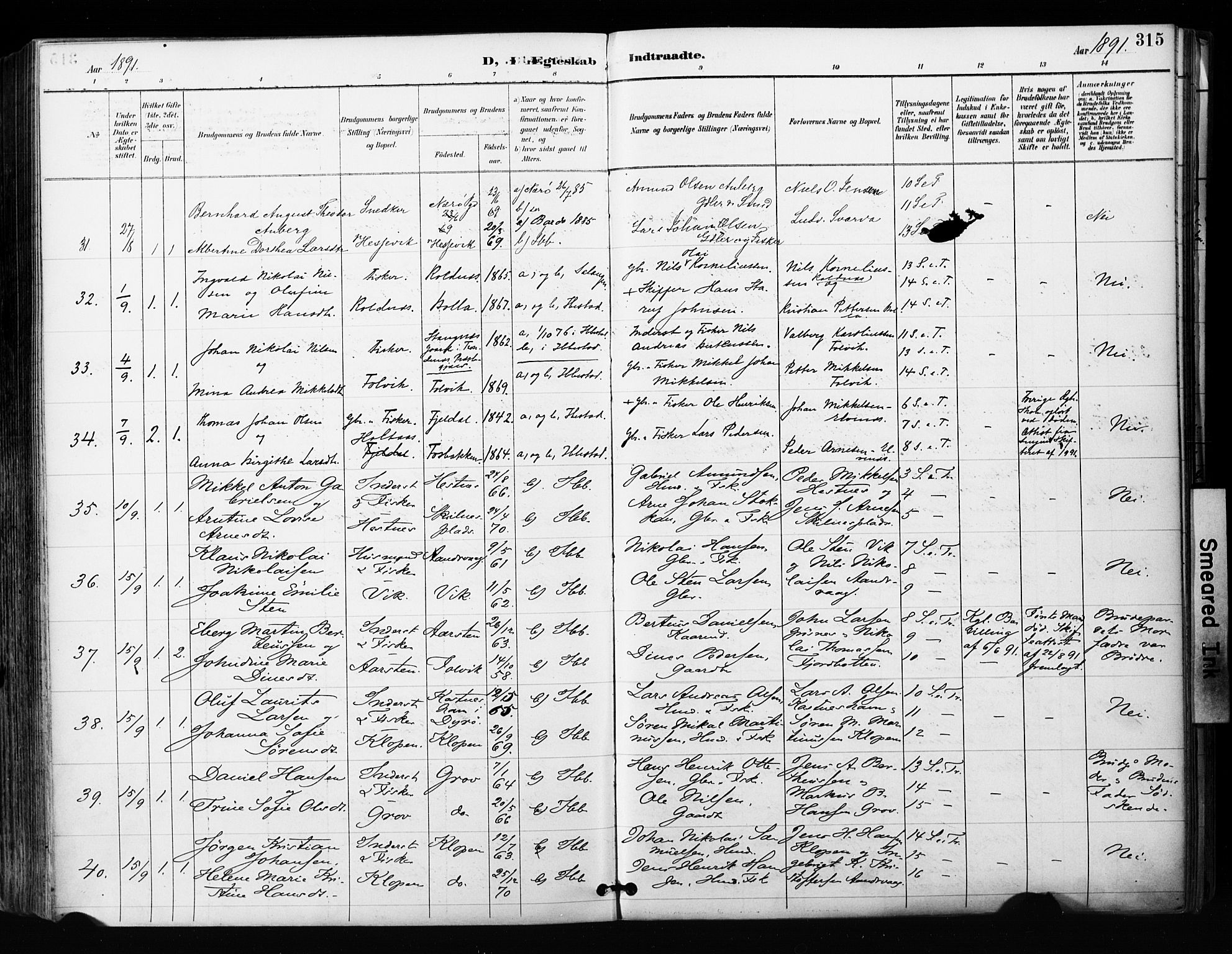 Ibestad sokneprestembete, SATØ/S-0077/H/Ha/Haa/L0012kirke: Parish register (official) no. 12, 1890-1900, p. 315