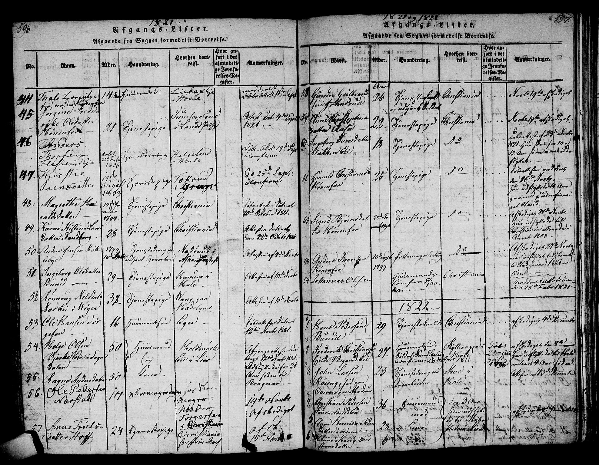 Norderhov kirkebøker, AV/SAKO-A-237/F/Fa/L0008: Parish register (official) no. 8, 1814-1833, p. 596-597