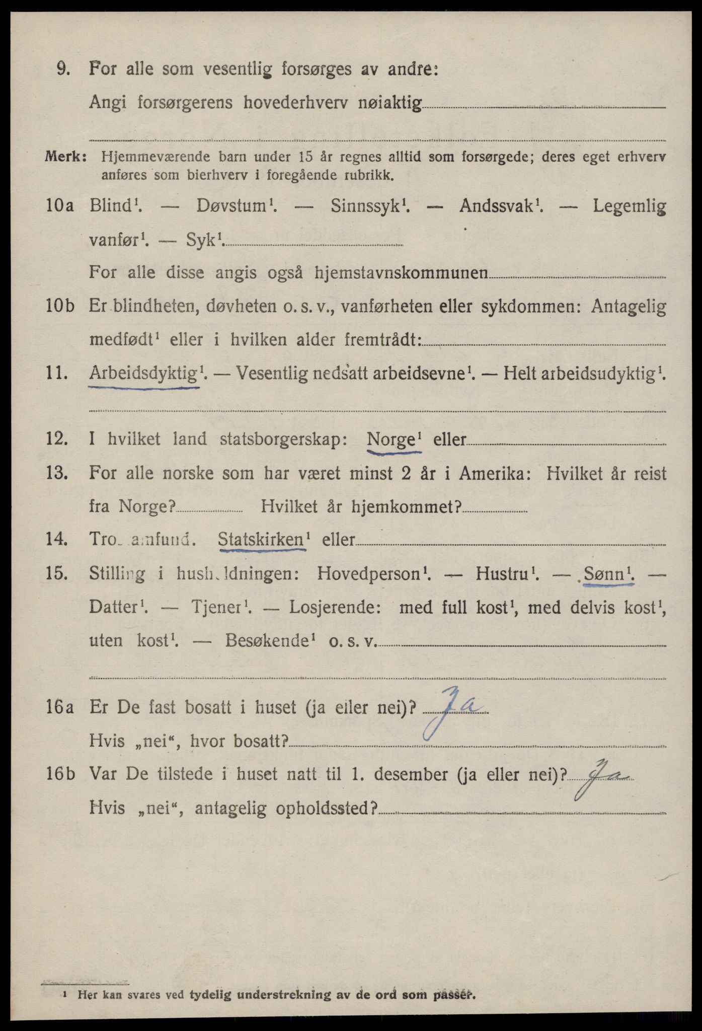 SAT, 1920 census for Aure, 1920, p. 2809