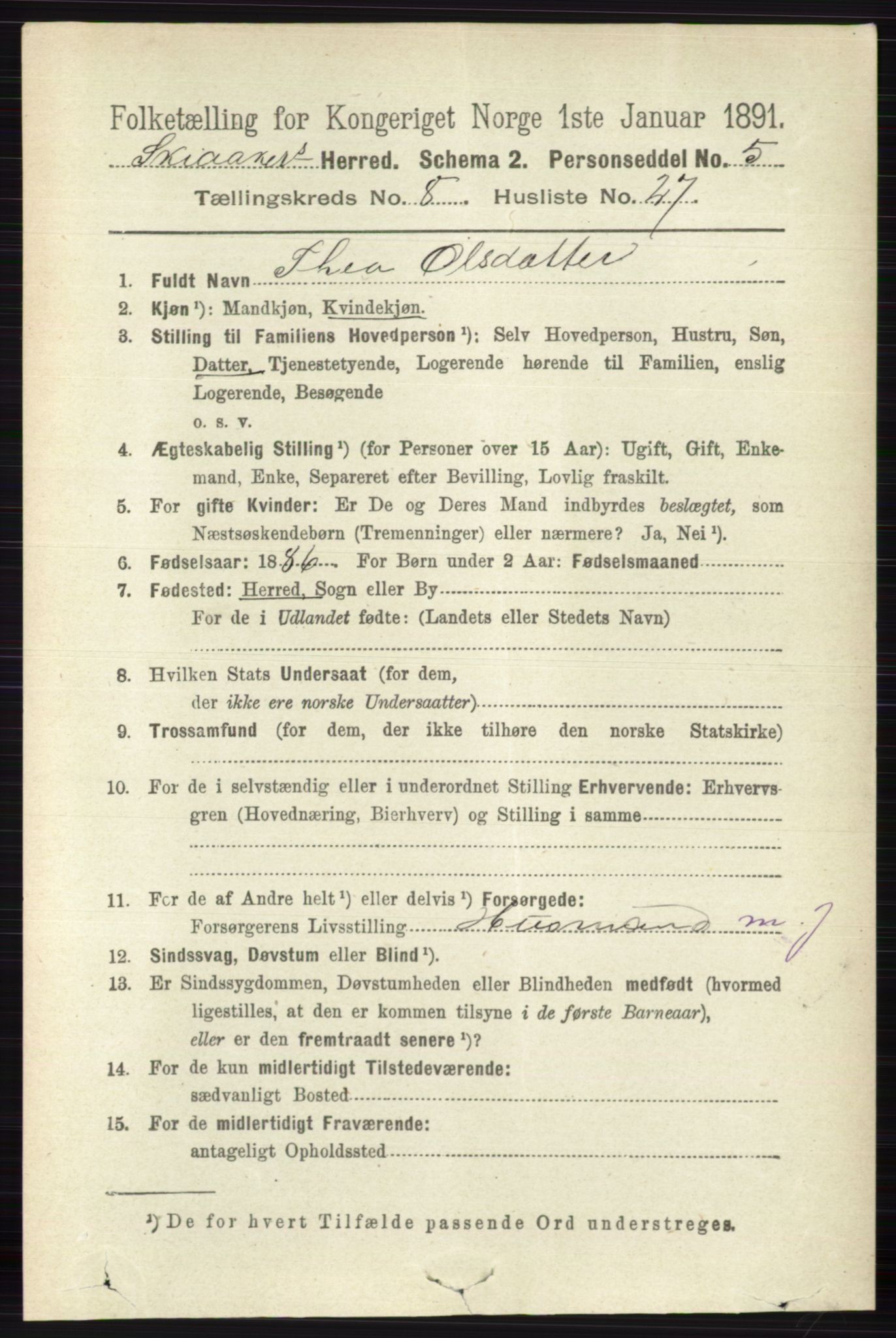 RA, 1891 census for 0513 Skjåk, 1891, p. 2783