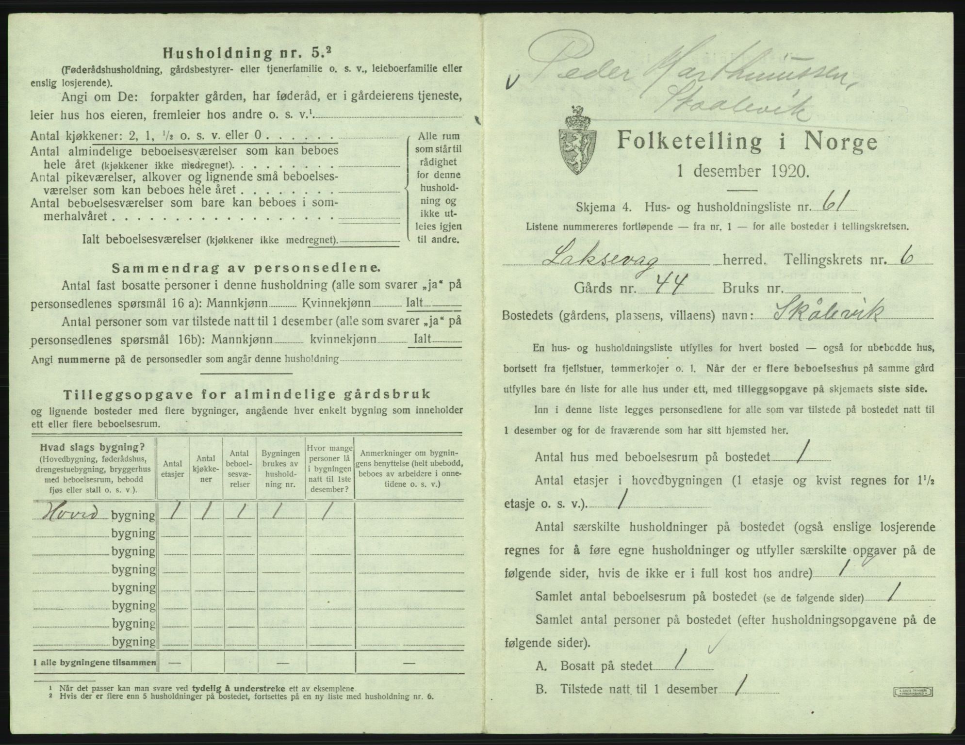 SAB, 1920 census for Laksevåg, 1920, p. 1545