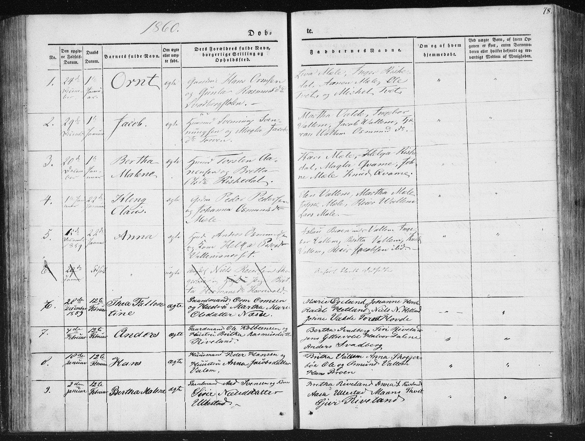 Hjelmeland sokneprestkontor, AV/SAST-A-101843/01/IV/L0008: Parish register (official) no. A 8, 1842-1861, p. 78