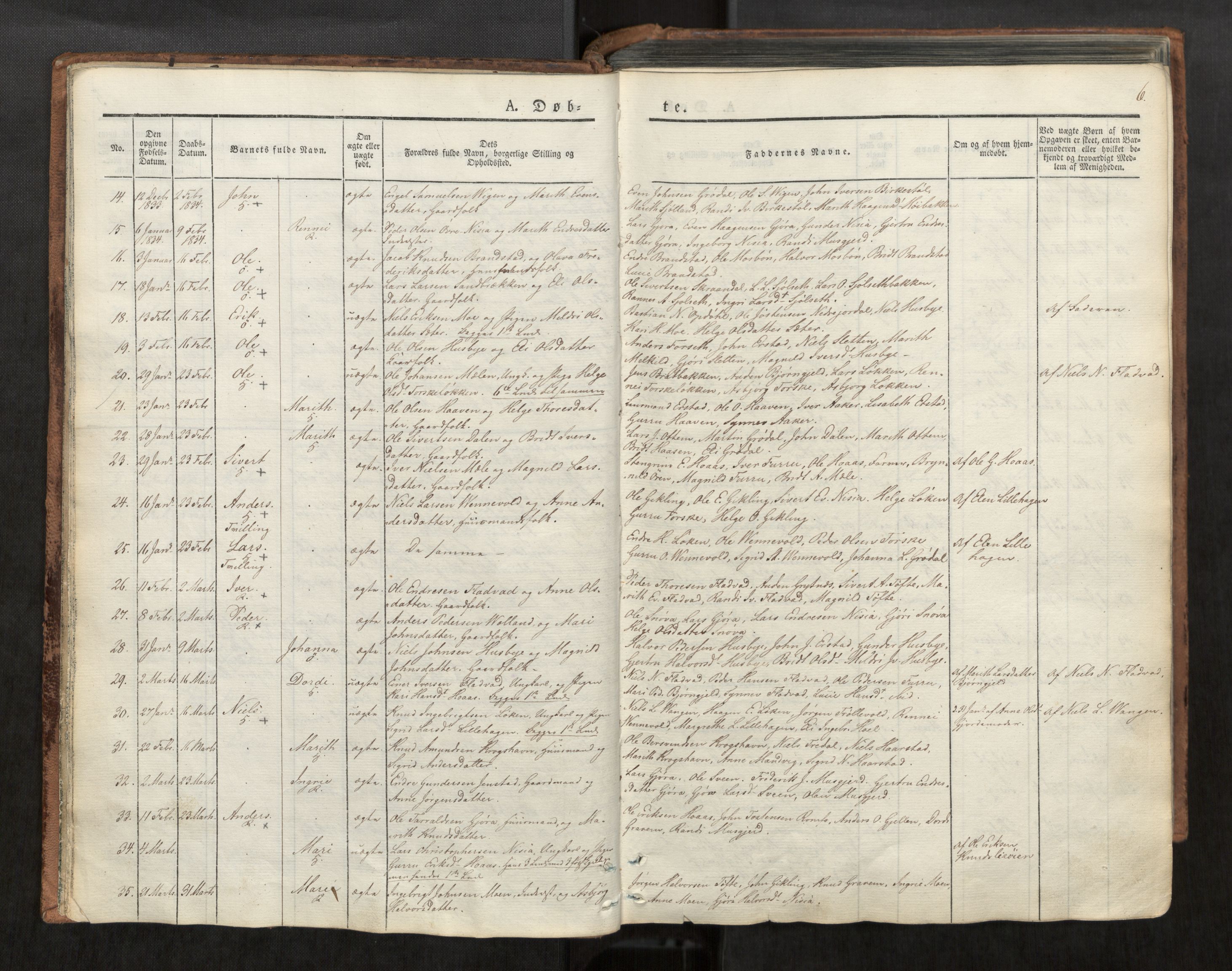 Ministerialprotokoller, klokkerbøker og fødselsregistre - Møre og Romsdal, AV/SAT-A-1454/590/L1012: Parish register (official) no. 590A04, 1832-1846, p. 6