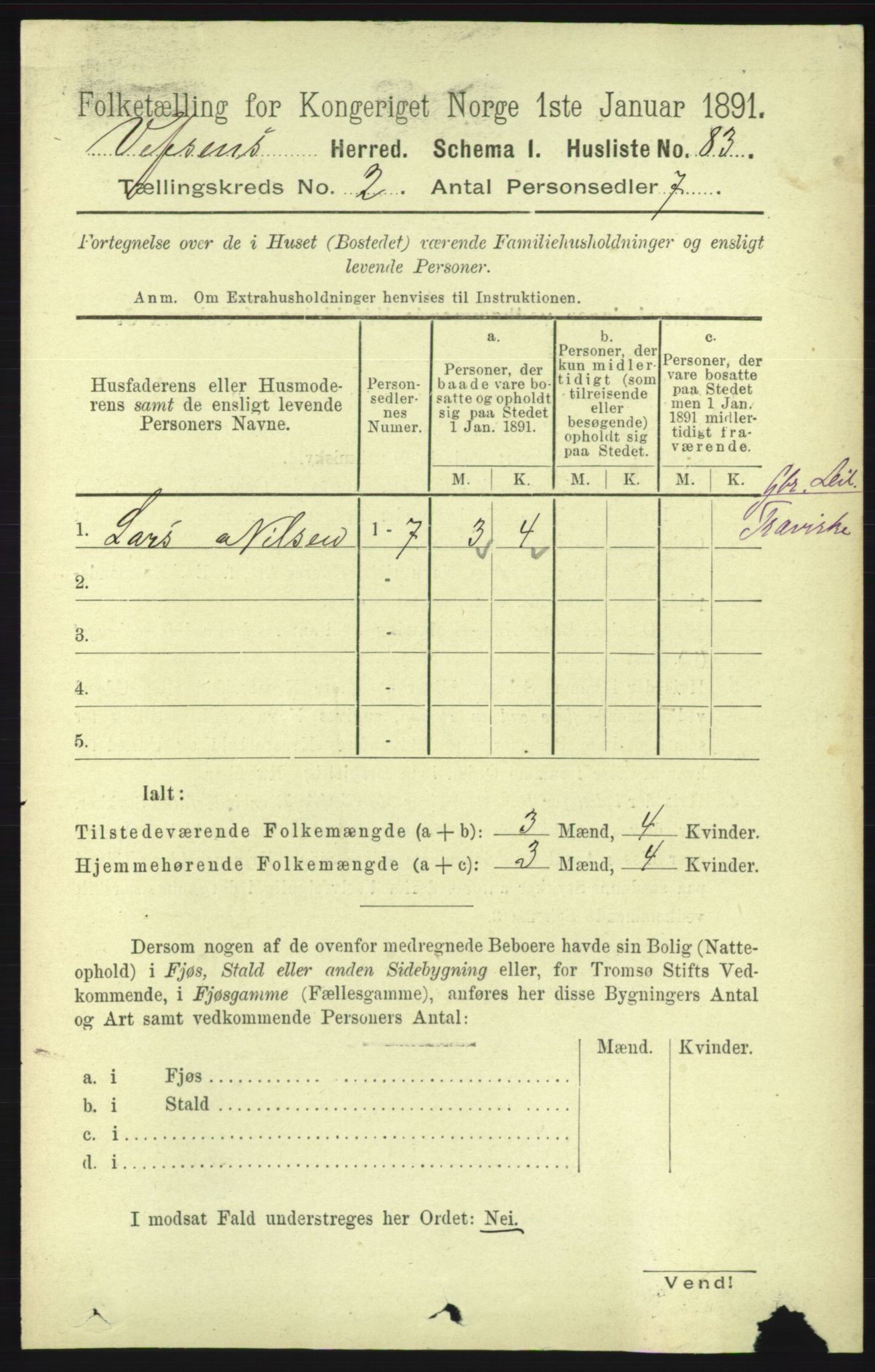 RA, 1891 census for 1824 Vefsn, 1891, p. 619