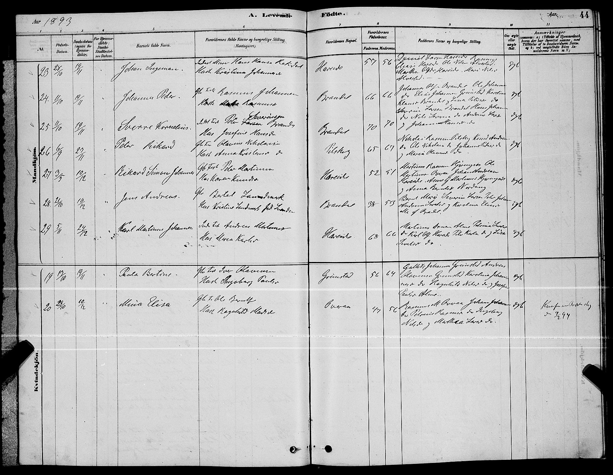 Ministerialprotokoller, klokkerbøker og fødselsregistre - Møre og Romsdal, AV/SAT-A-1454/510/L0125: Parish register (copy) no. 510C02, 1878-1900, p. 44